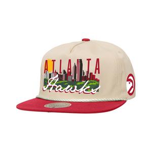 Mitchell & Ness Atlanta Hawks Cityscape Snapback Hat-Cream