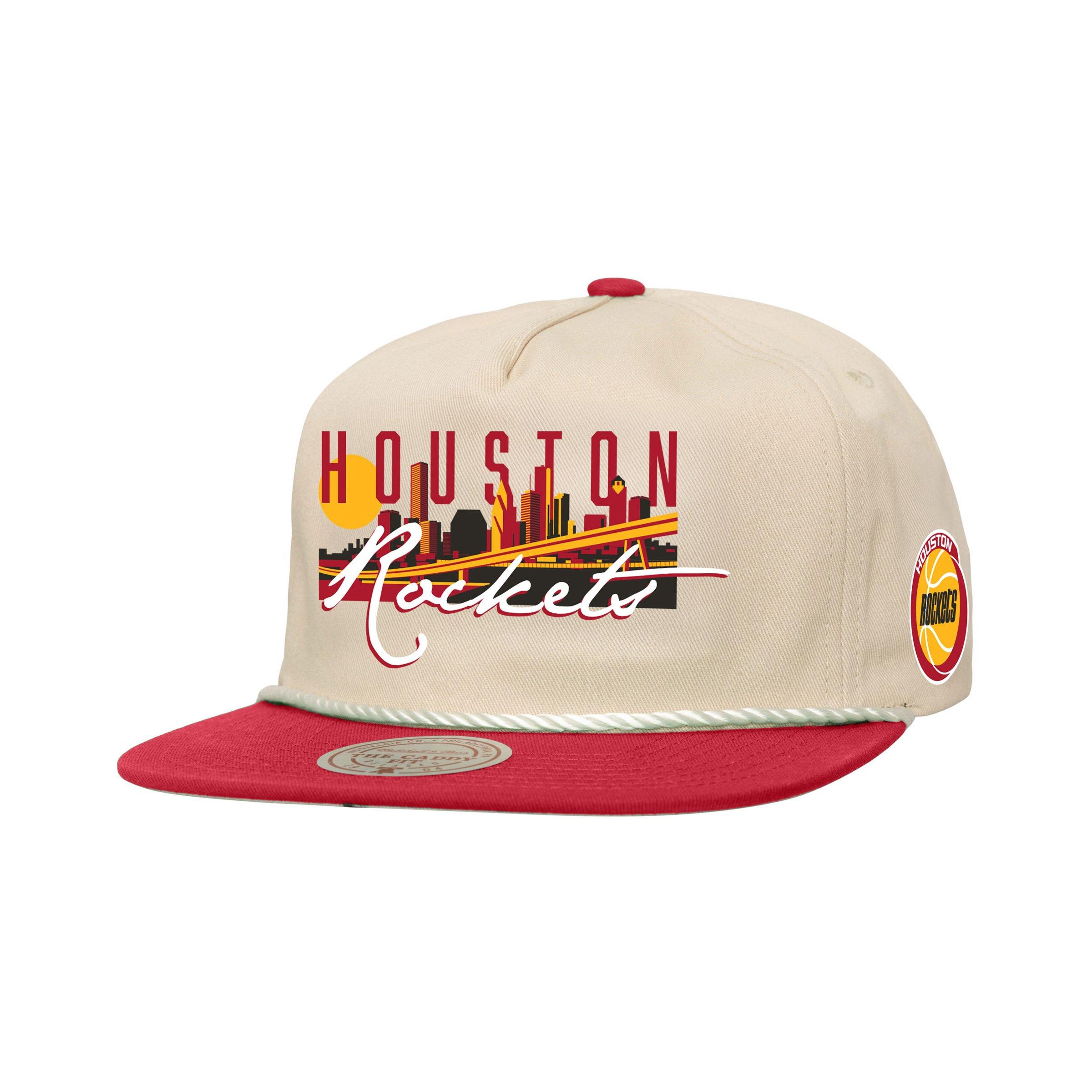 Mitchell & Ness Houston Rockets Cityscape Cream Snapback Hat