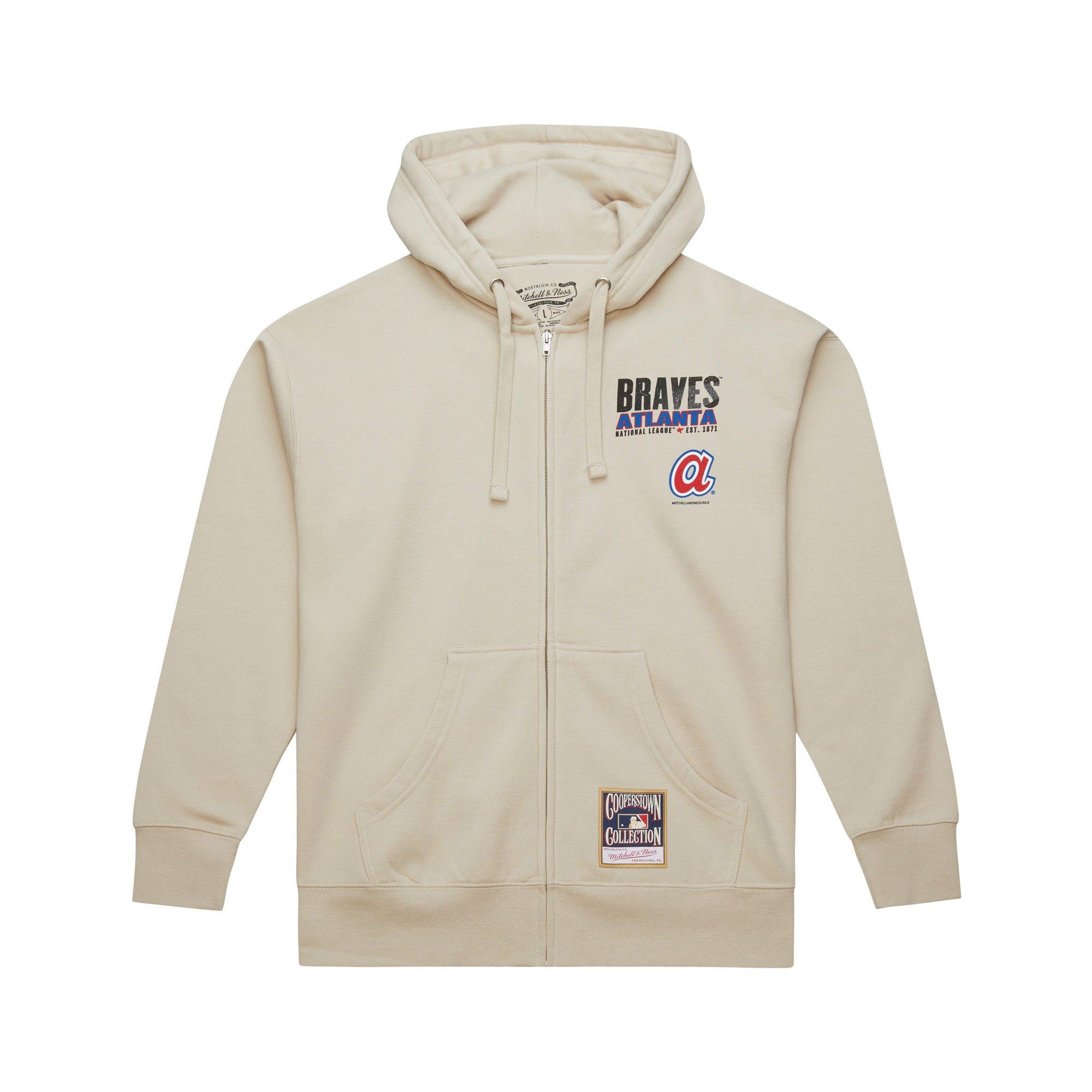 Mitchell & Ness Atlanta Braves Cityscape Fleece Hoodie-Cream - CREAM Thumbnail View 1
