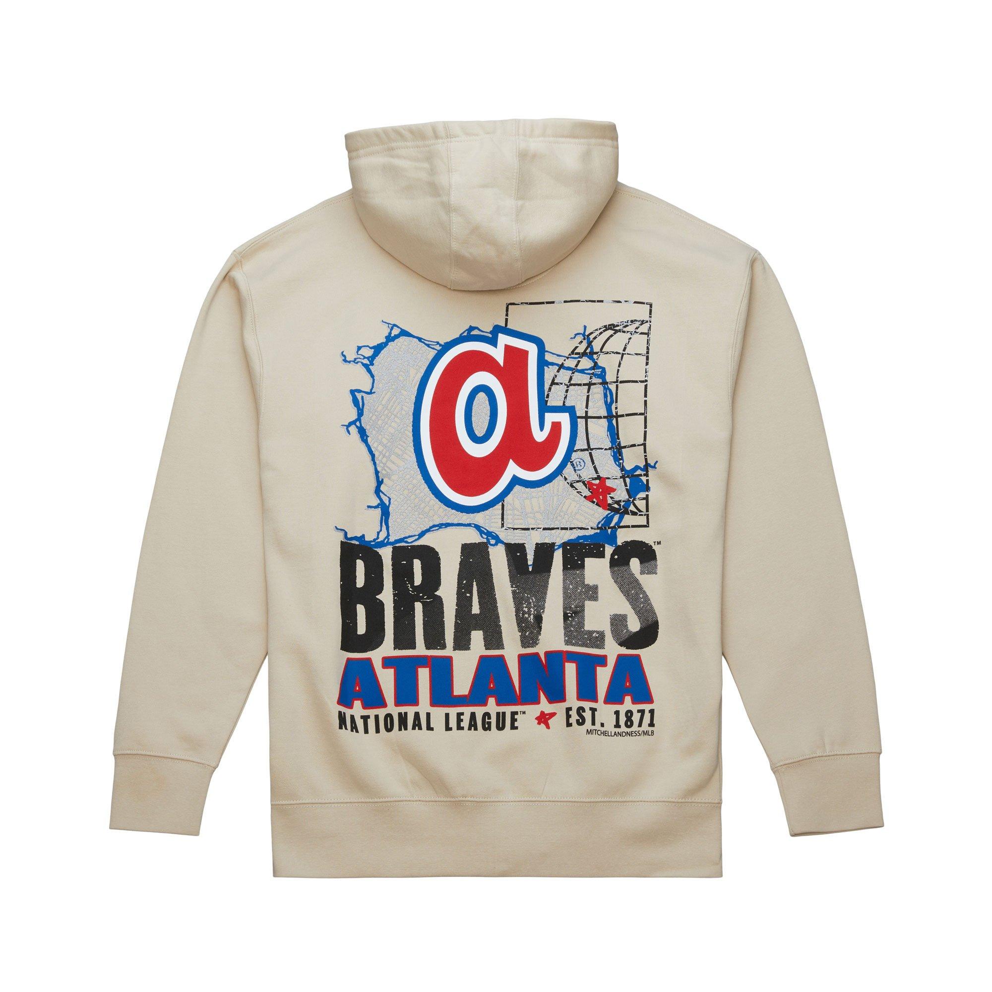 Mitchell & Ness Atlanta Braves Cityscape Fleece Hoodie - Cream - CREAM Thumbnail View 2