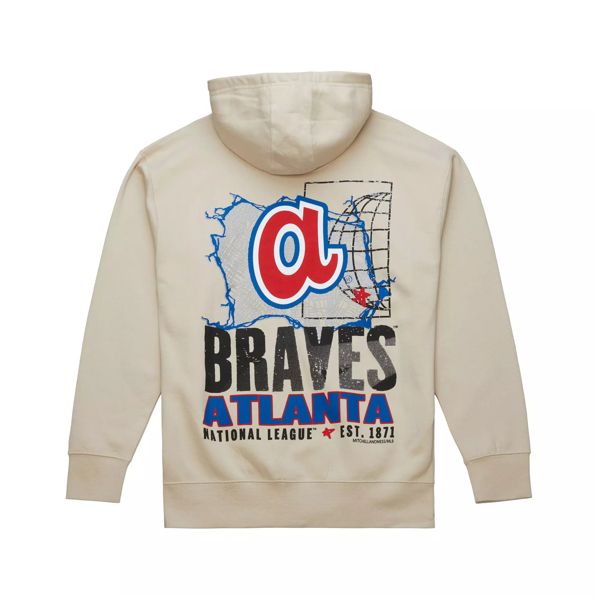 Mitchell & Ness Atlanta Braves Cityscape Fleece Hoodie-Cream - CREAM