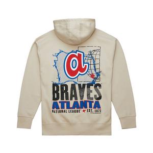 Mitchell & Ness Atlanta Braves Cityscape Fleece Hoodie-Cream