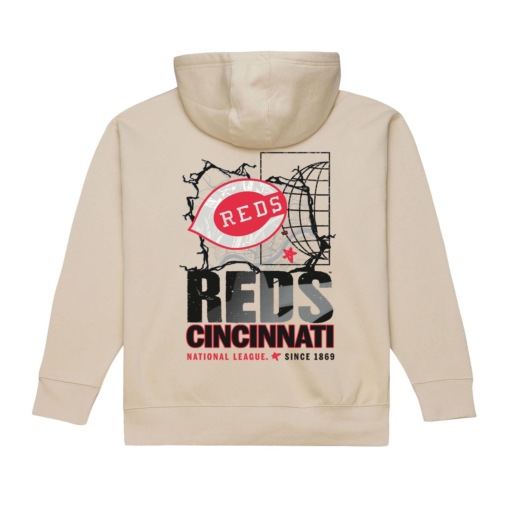 Mitchell & Ness Cincinnati Reds Cityscape Fleece Hoodie-Cream. - CREAM Thumbnail View 2