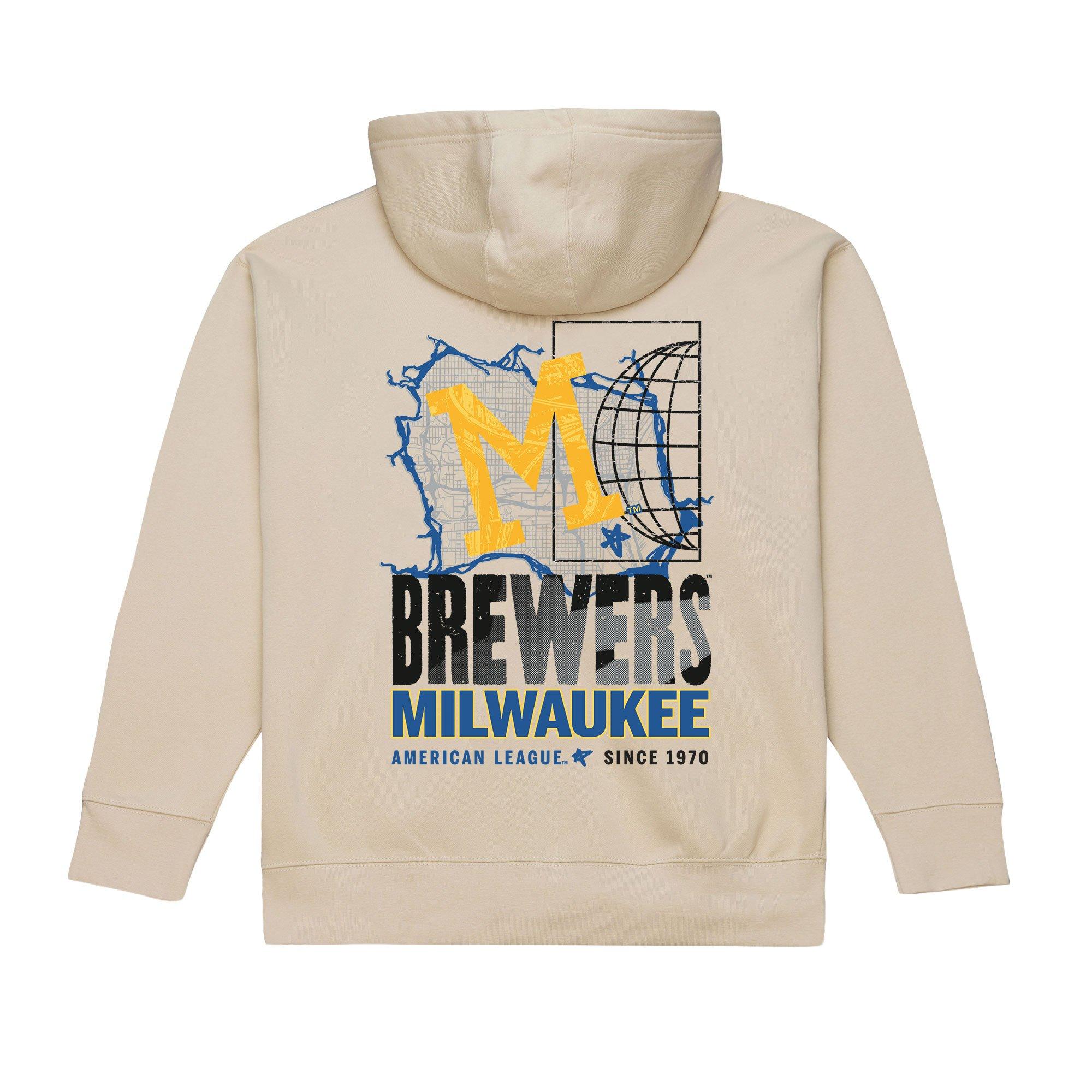 Mitchell & Ness Milwaukee Brewers Cityscape Fleece Hoodie - Cream - CREAM Thumbnail View 2