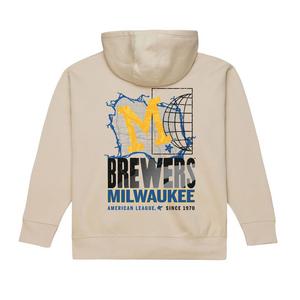 Mitchell & Ness Milwaukee Brewers Cityscape Fleece Hoodie-Cream