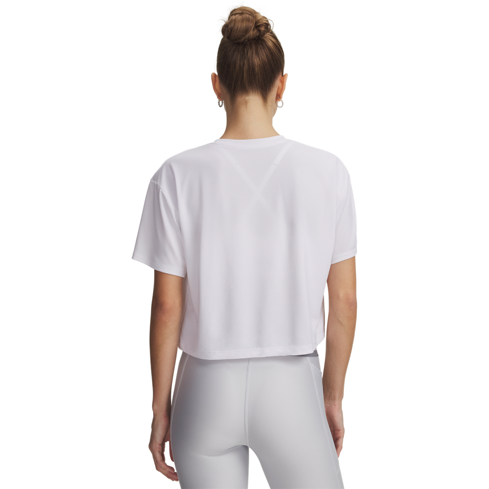 Under Armour Women's Linear Logo Crop Tee - WHITE Thumbnail View 2