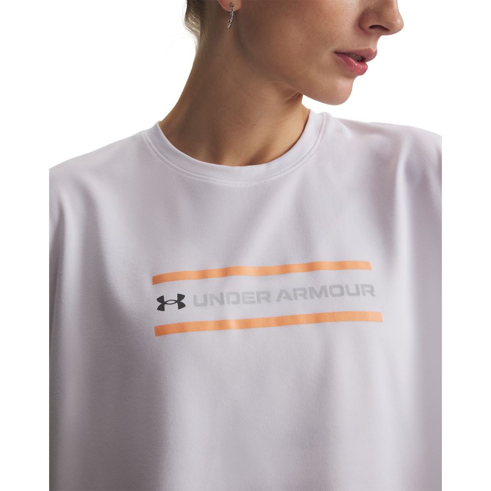 Under Armour Women's Linear Logo Crop Tee - WHITE Thumbnail View 3