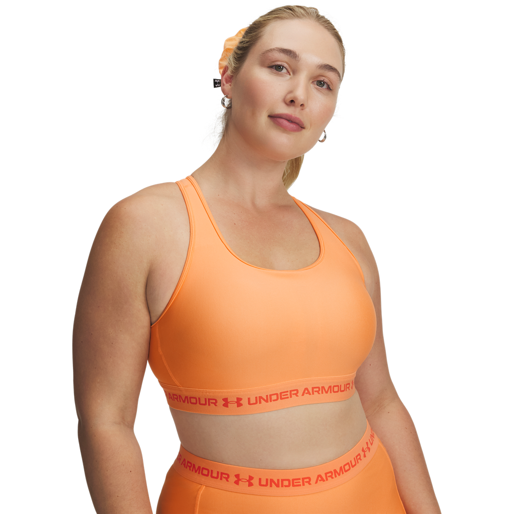 Under Armour Women's Crossback Mid Sports Bra - ORANGE Thumbnail View 1