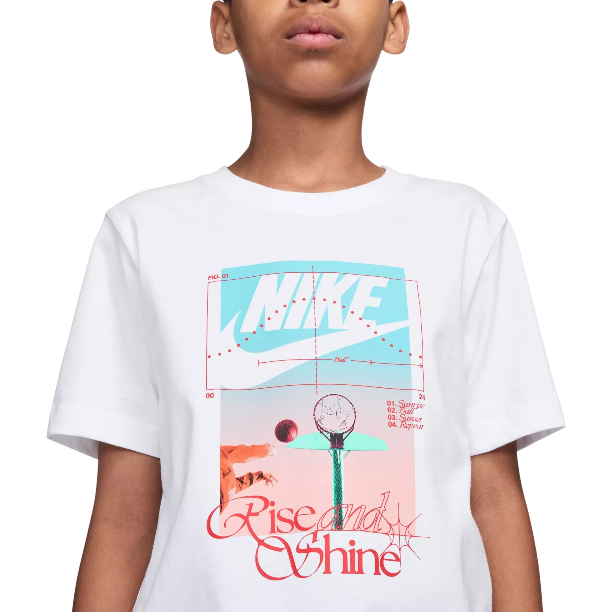 Nike Big Boys' Sportswear Rise and Shine Tee - WHITE
