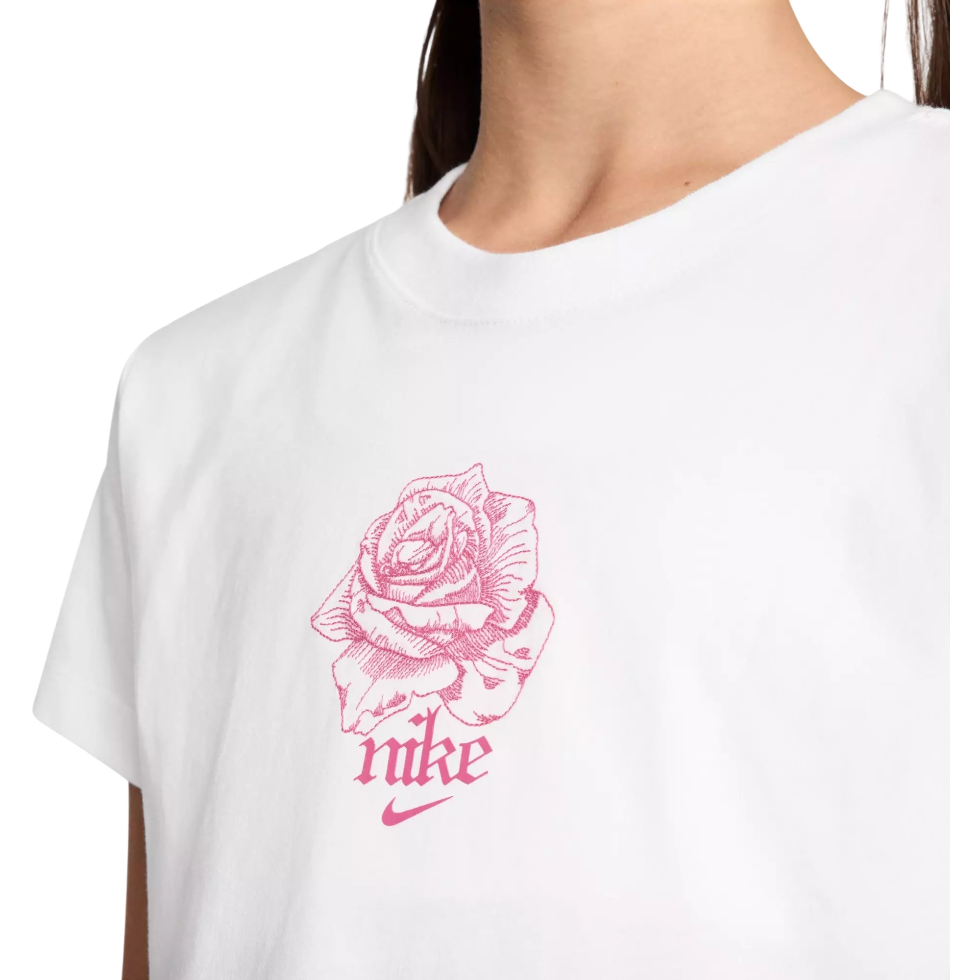 Nike Big Girls' Sportswear Valentine's Cropped Tee - WHITE/PINK