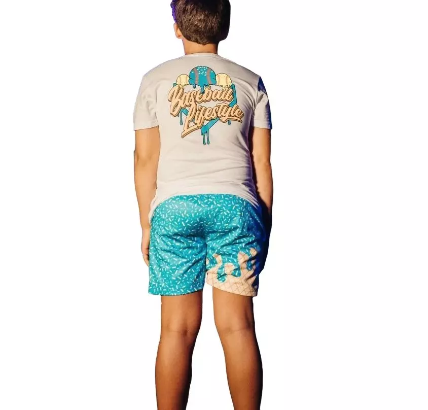 Baseball Lifestyle 101 Big Boys' Blueberry Lemonade Ice Cream Shorts - BLUE/YELLOW
