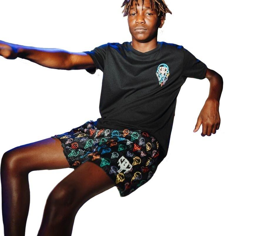 Baseball Lifestyle 101 Black/Neon Ice Cream Print Big Boys' Short
