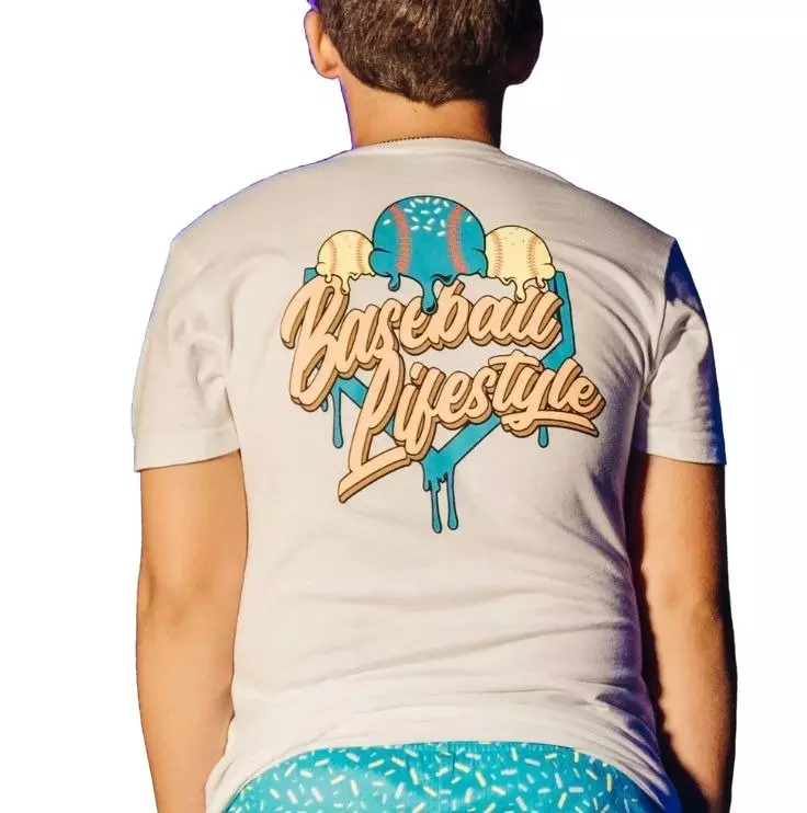 Baseball Lifestyle 101 Big Boys' Lemonade Ice Cream Tee - WHITE/BLUE/YELLOW