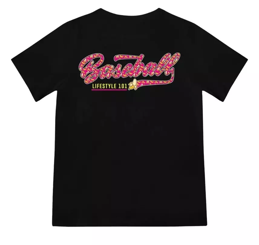 Baseball Lifestyle 101 Big Boys' Banana Tee - Black/Pink - BLACK/PINK