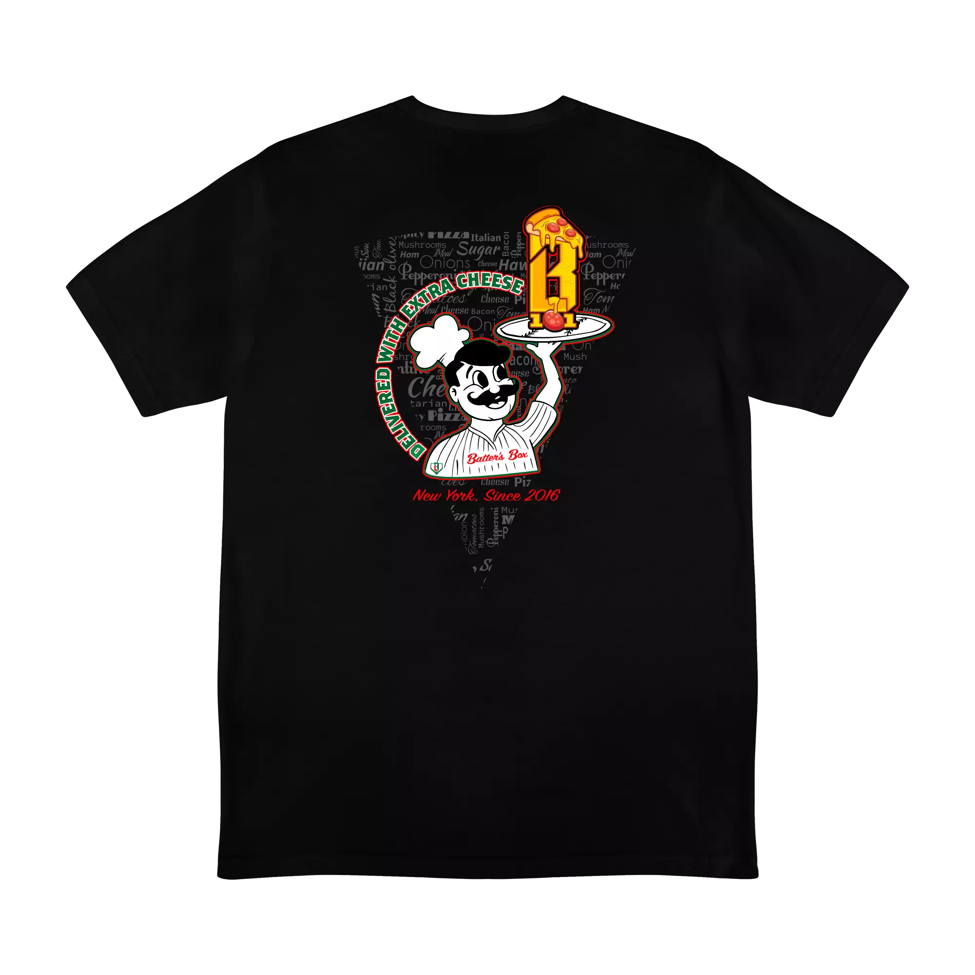 Baseball Lifestyle 101 Big Boys' Pizza Tee - BLACK