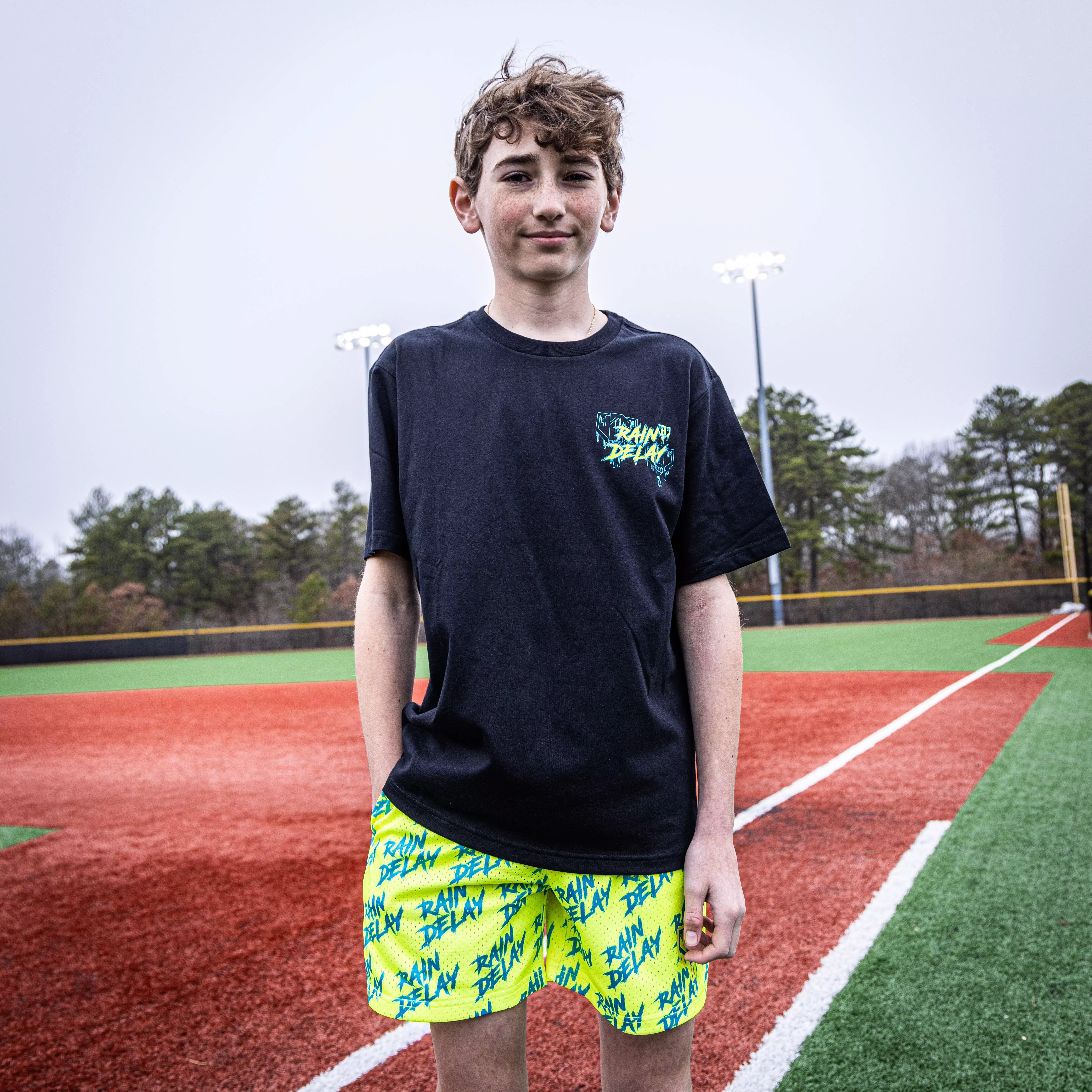 Baseball Lifestyle 101 Big Boys' Rain Delay Shorts - YELLOW/BLUE