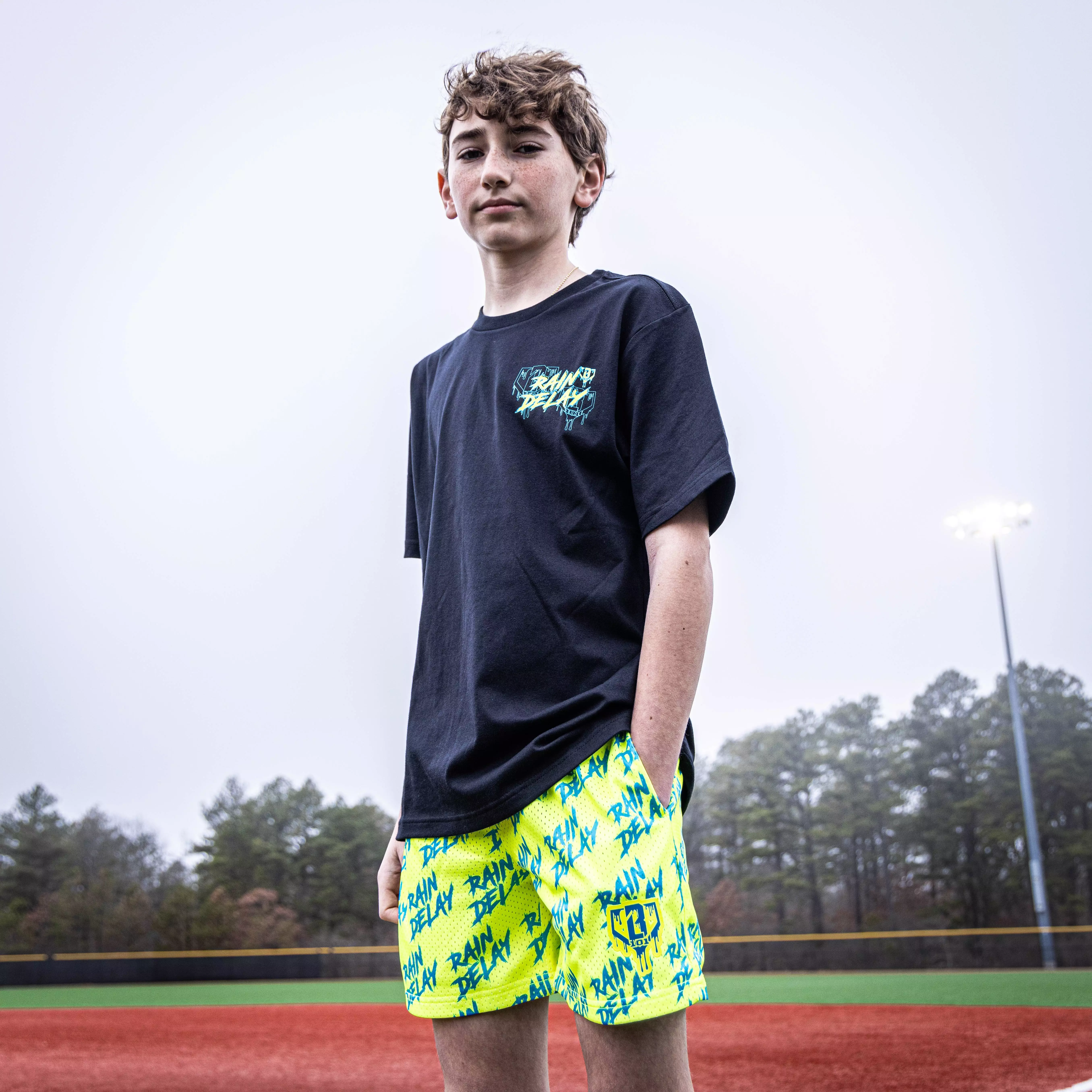 Baseball Lifestyle 101 Big Boys' Rain Delay Shorts - YELLOW/BLUE