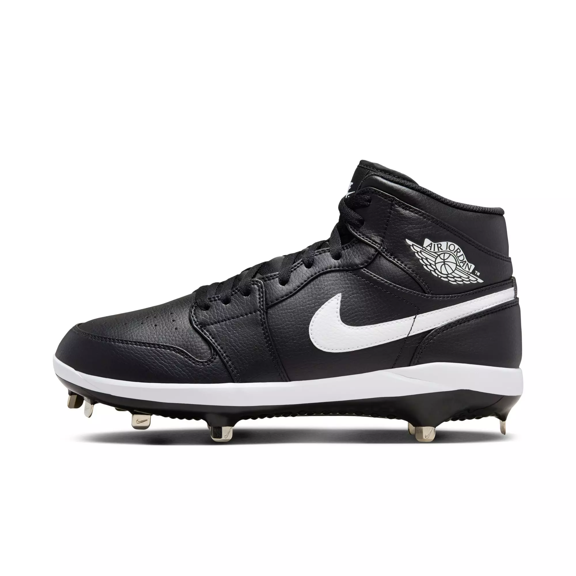Jordan 1 Retro "Black/White" Men's Baseball Cleat - BLACK/WHITE