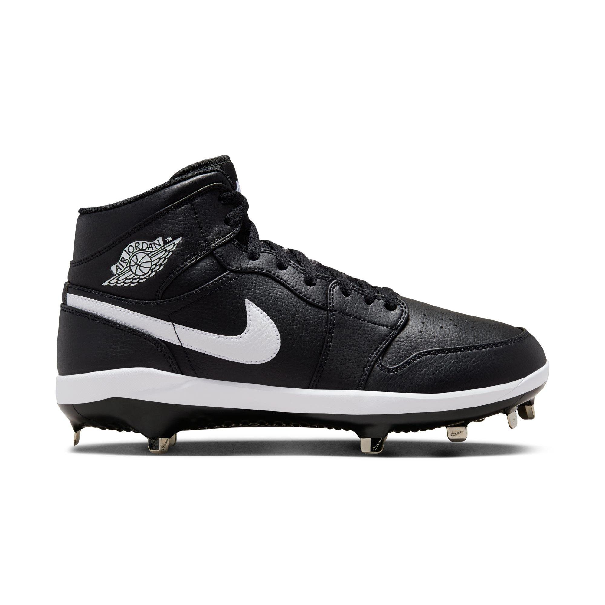 Jordan 1 Retro Metal "Black/White" Men's Baseball Cleat - BLACK/WHITE Thumbnail View 1