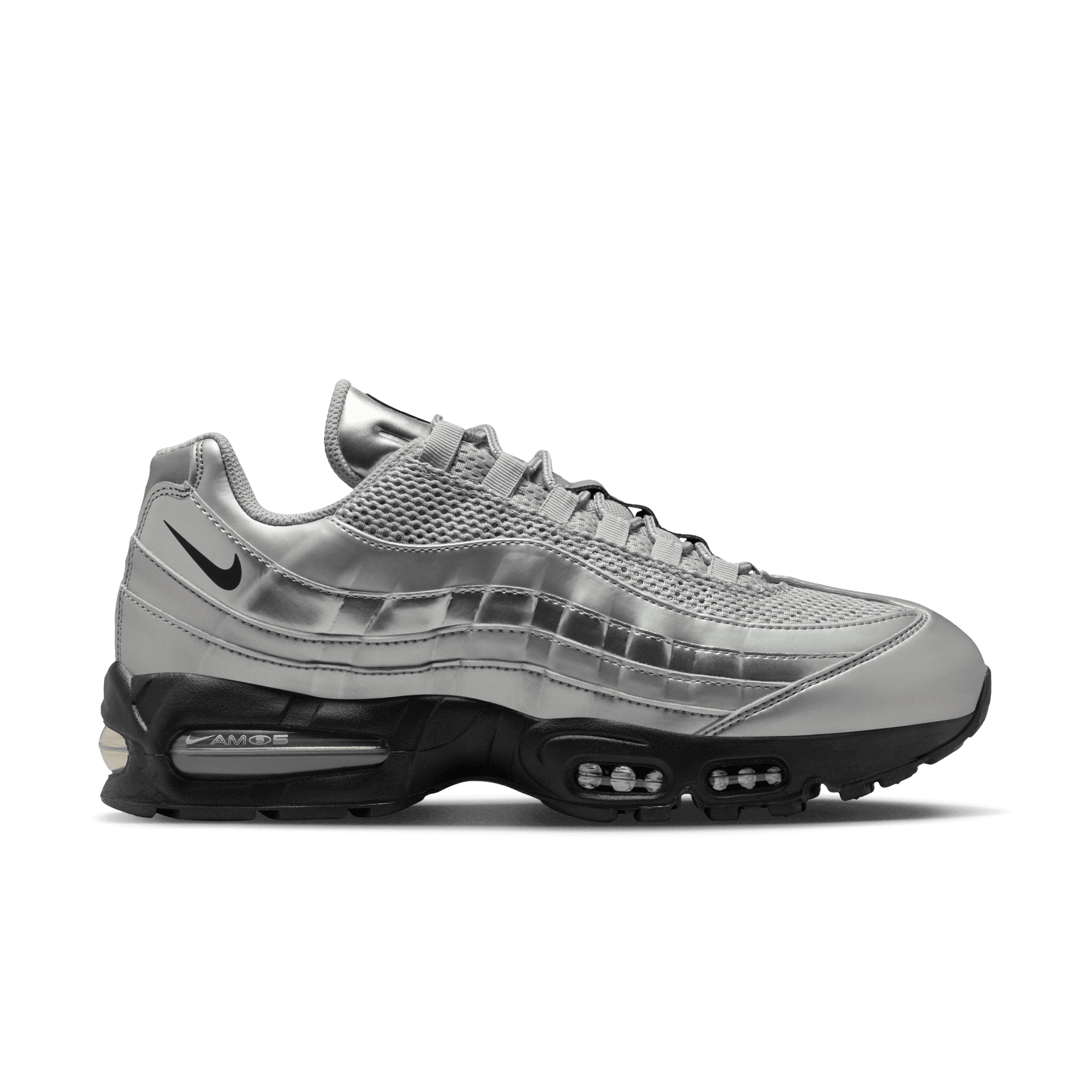 靴 Nike Air Max llic Silver Black Nike Air Max 95 Metallic Silver/Black Men's Shoe | Hibbett