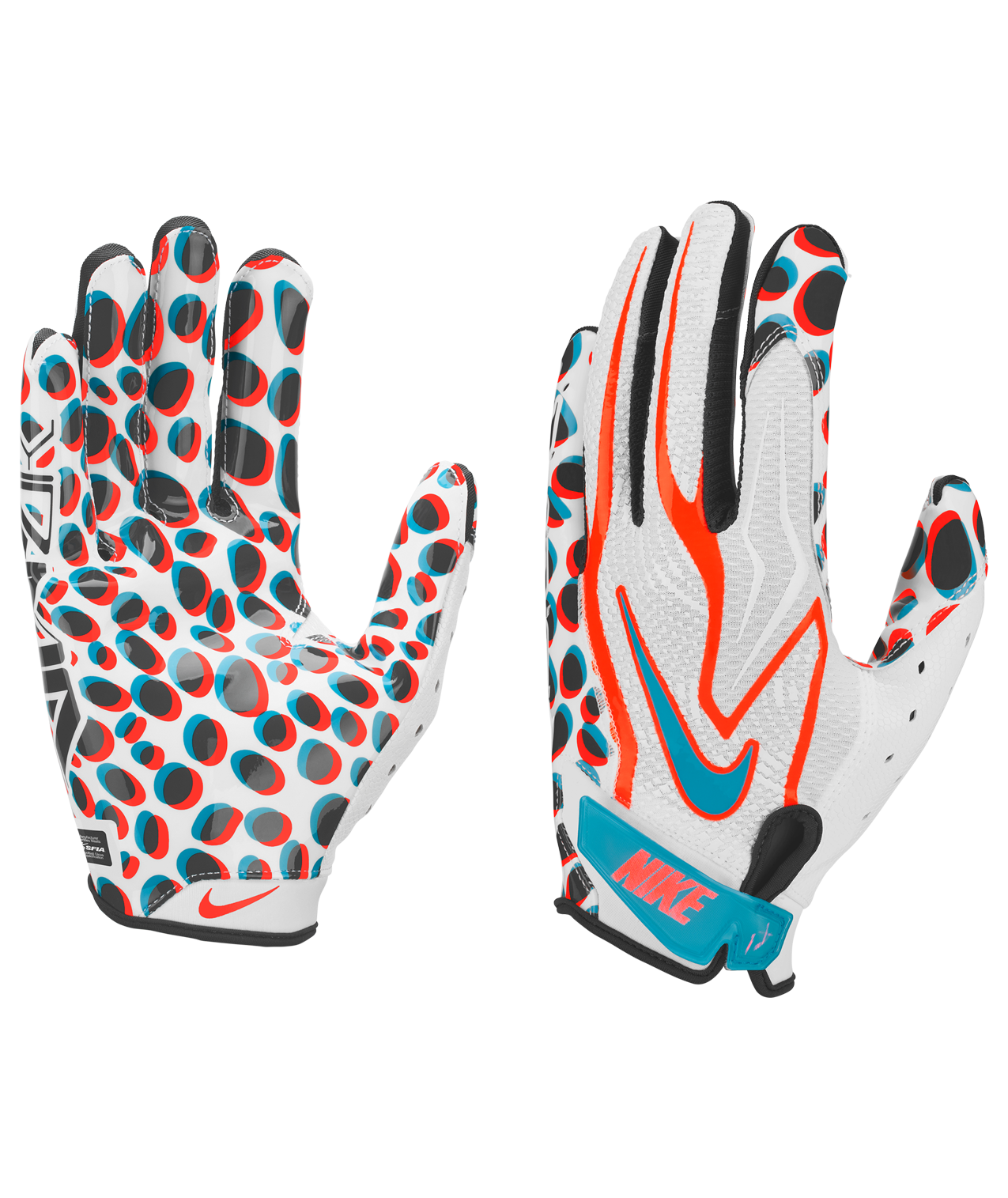 Nike Adult Vapor Jet 9.0 Energy Football Gloves-White/Crimson - WHITE/CRIMSON Thumbnail View 3