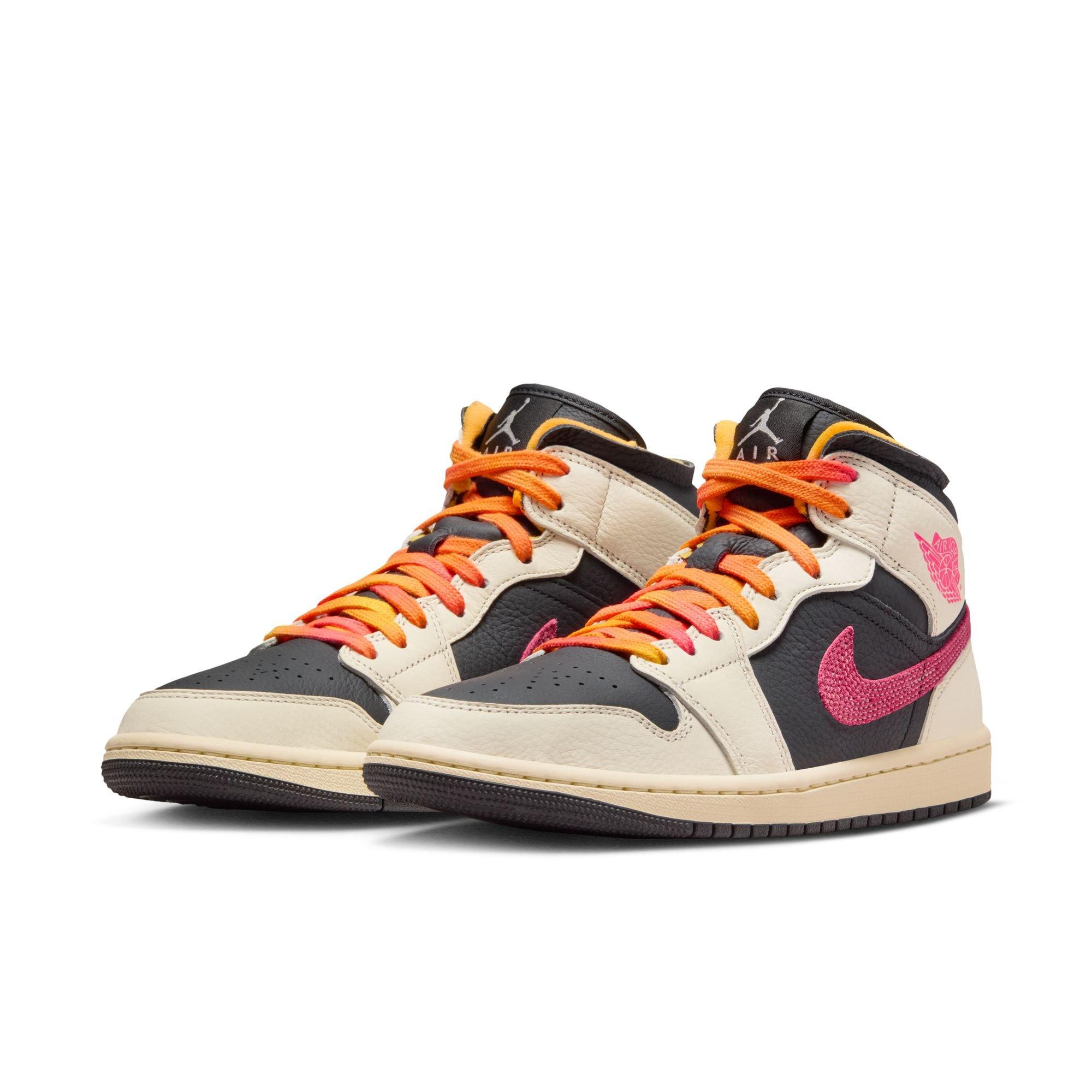 Jordan 1 Mid SE "Pale Ivory/Racer Pink/Black/Muslin" Women's Shoe - WHITE/BLACK/PINK Thumbnail View 5