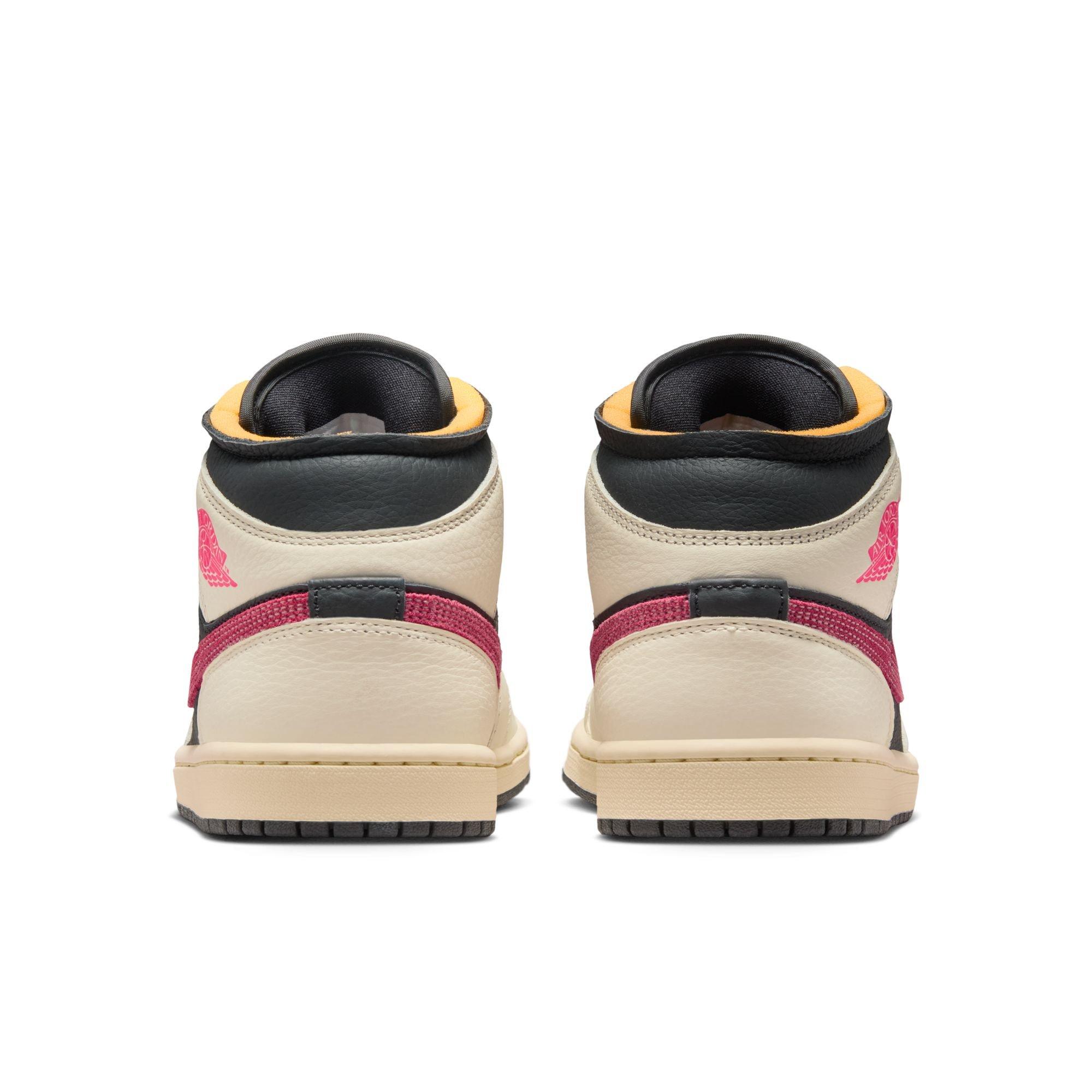 Jordan 1 Mid SE "Pale Ivory/Racer Pink/Black/Muslin" Women's Shoe - WHITE/BLACK/PINK Thumbnail View 7