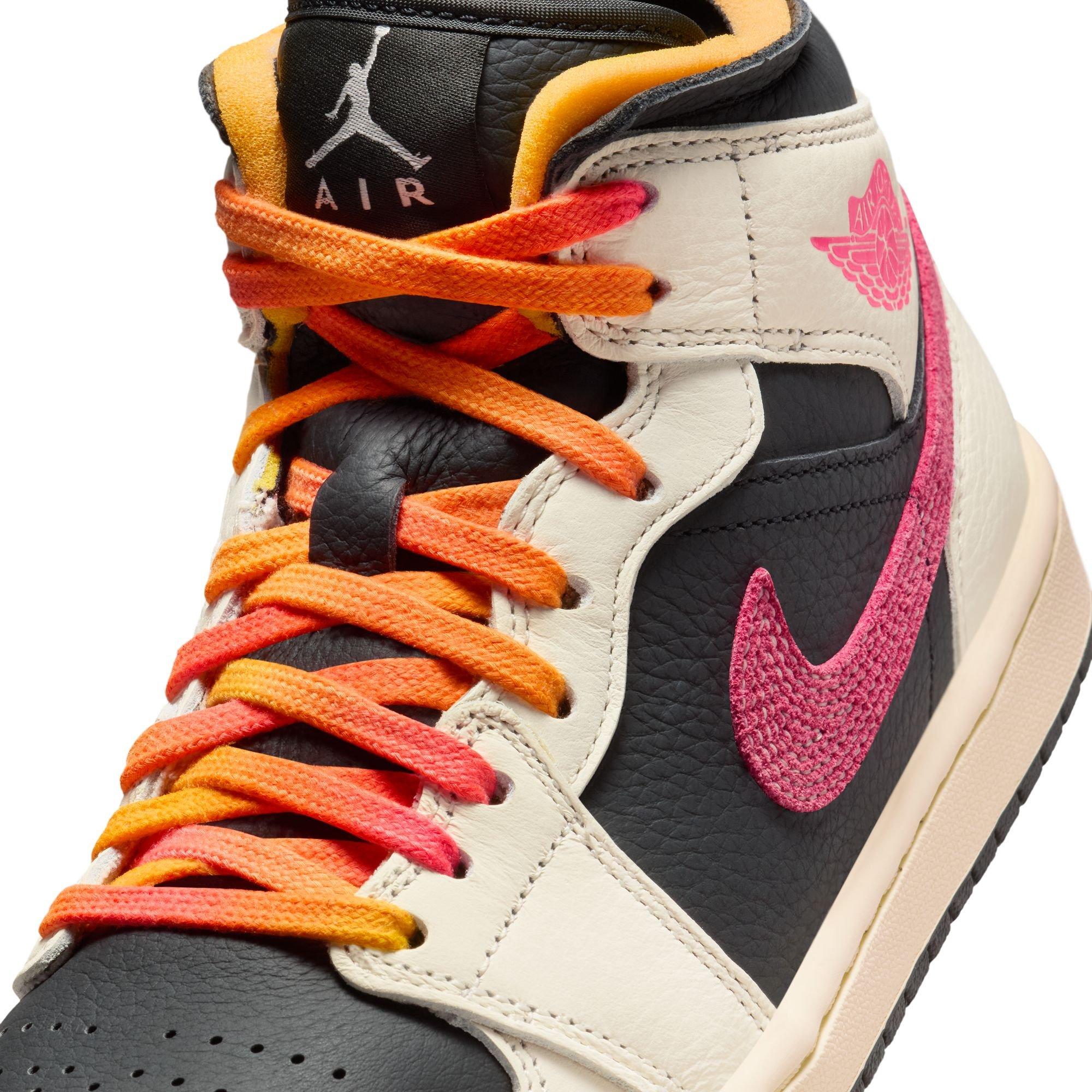 Jordan 1 Mid SE "Pale Ivory/Racer Pink/Black/Muslin" Women's Shoe - WHITE/BLACK/PINK Thumbnail View 10