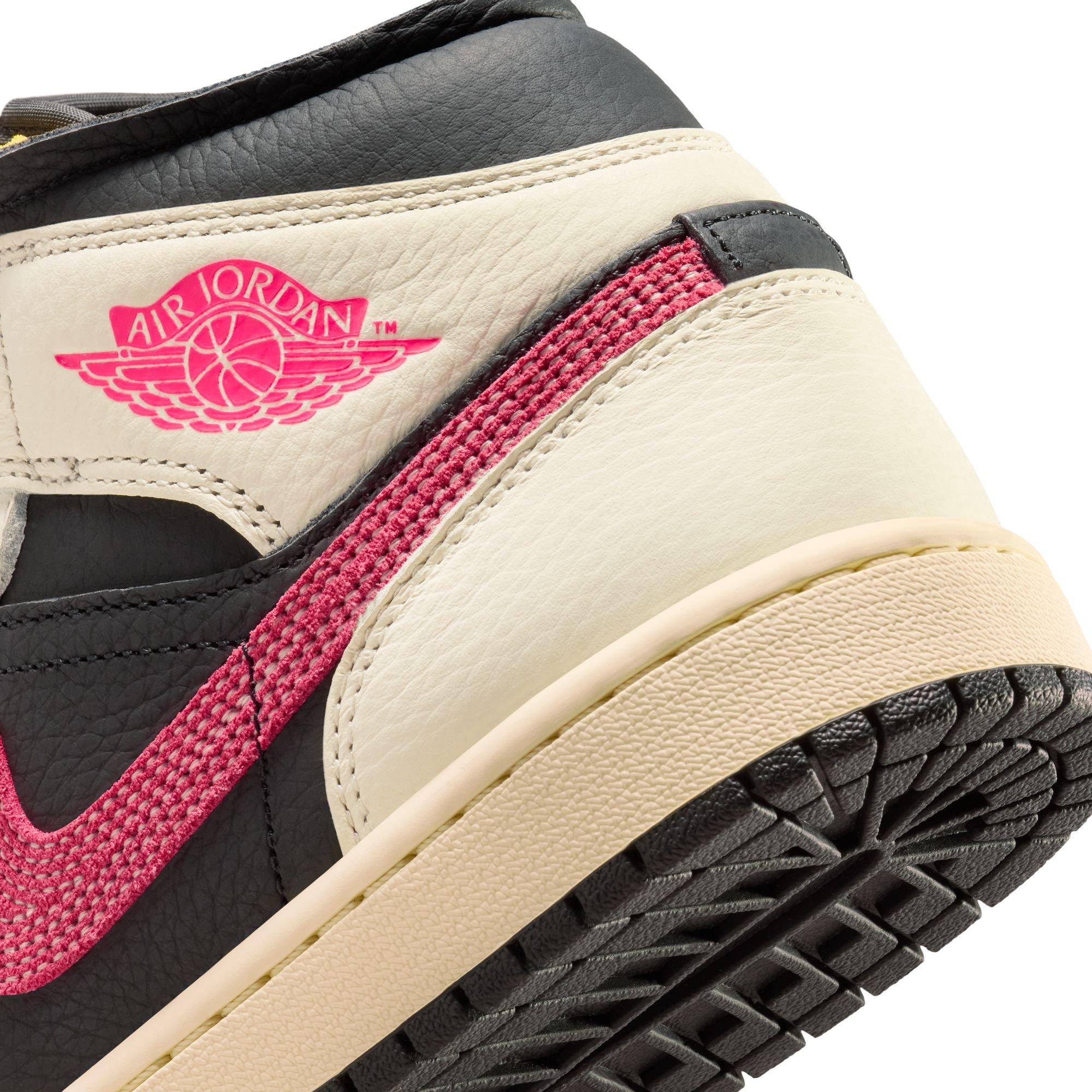 Jordan 1 Mid SE "Pale Ivory/Racer Pink/Black/Muslin" Women's Shoe - WHITE/BLACK/PINK Thumbnail View 11