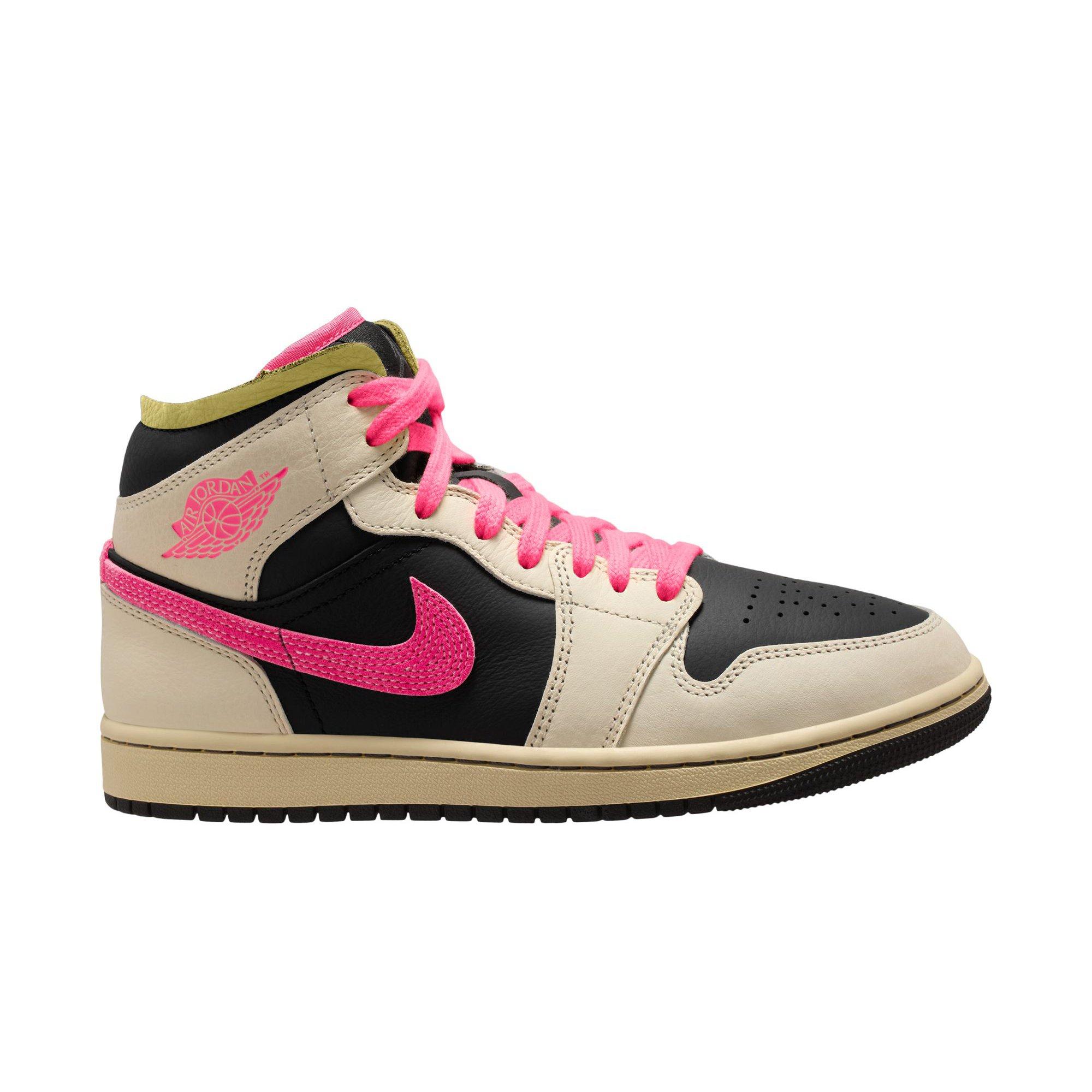 Jordan 1 Mid SE "Pale Ivory/Racer Pink/Black/Muslin" Women's Shoe - WHITE/BLACK/PINK Thumbnail View 1