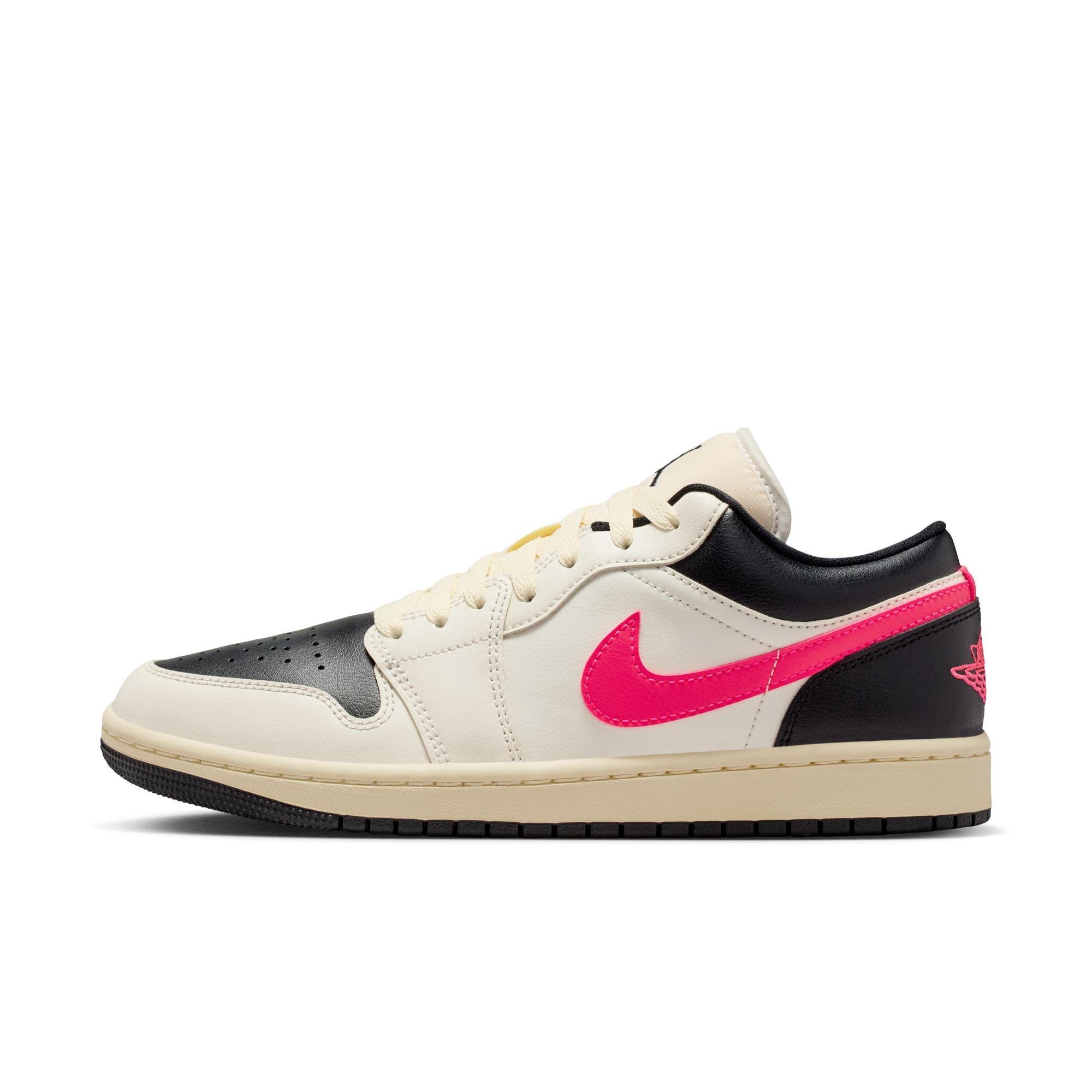 Jordan 1 Low "Pale Ivory/Racer Pink/Black/Muslin" Women's Shoe - WHITE/BLACK/PINK Thumbnail View 3