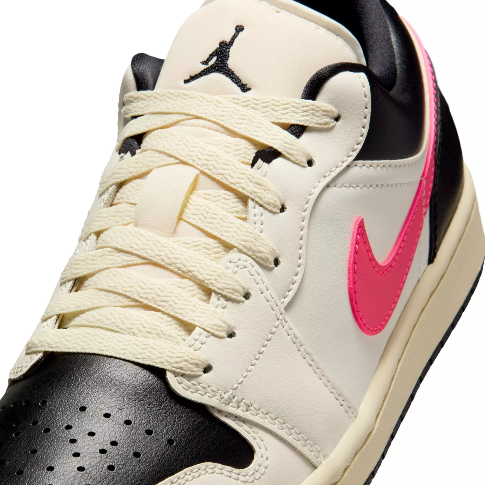 Jordan 1 Low "Pale Ivory/Racer Pink/Black/Muslin" Women's Shoe - WHITE/BLACK/PINK