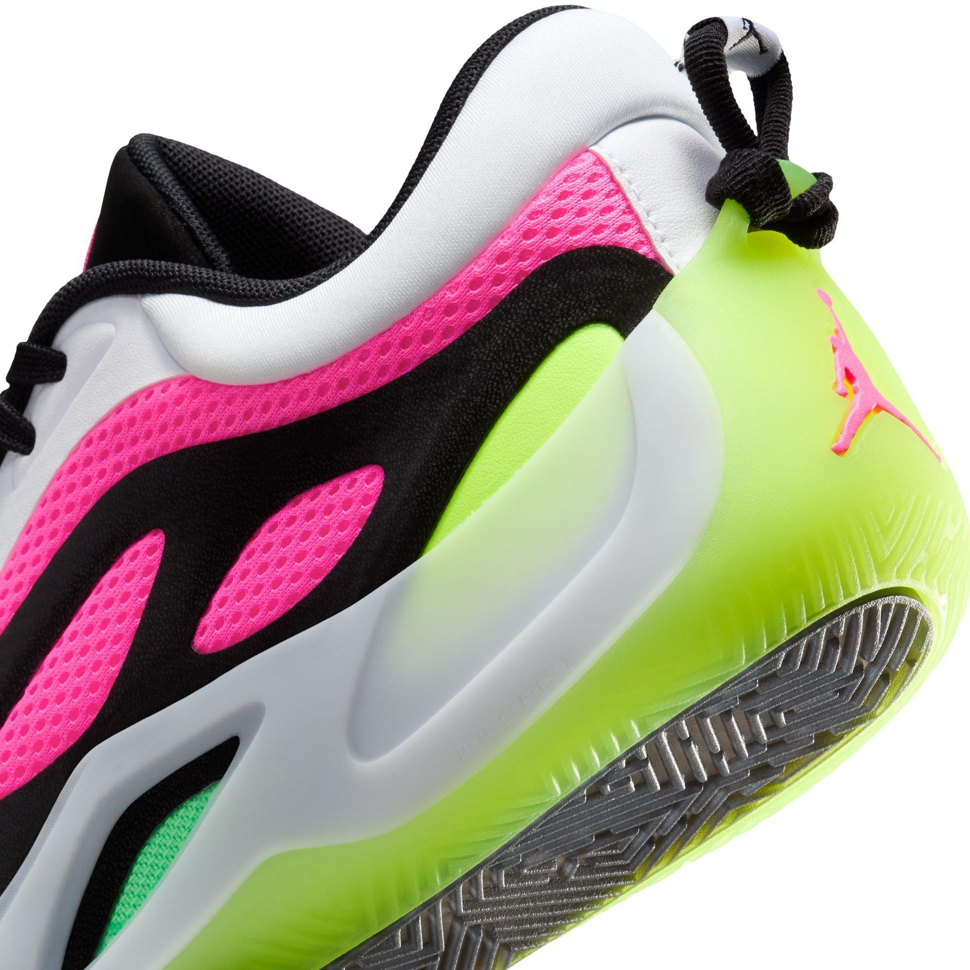 Jordan Heir Series 2 "Pink Blast" Women's Basketball Shoe - WHITE/PINK/GREEN Thumbnail View 6
