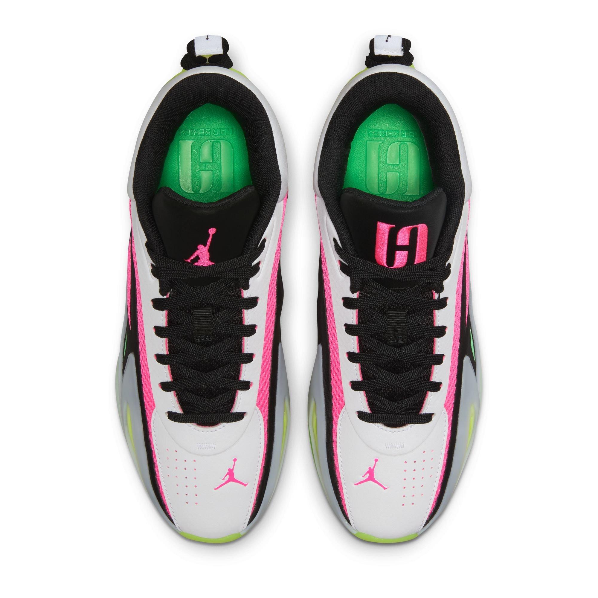 Jordan Heir Series 2 "Pink Blast" Women's Basketball Shoe - WHITE/PINK/GREEN Thumbnail View 12
