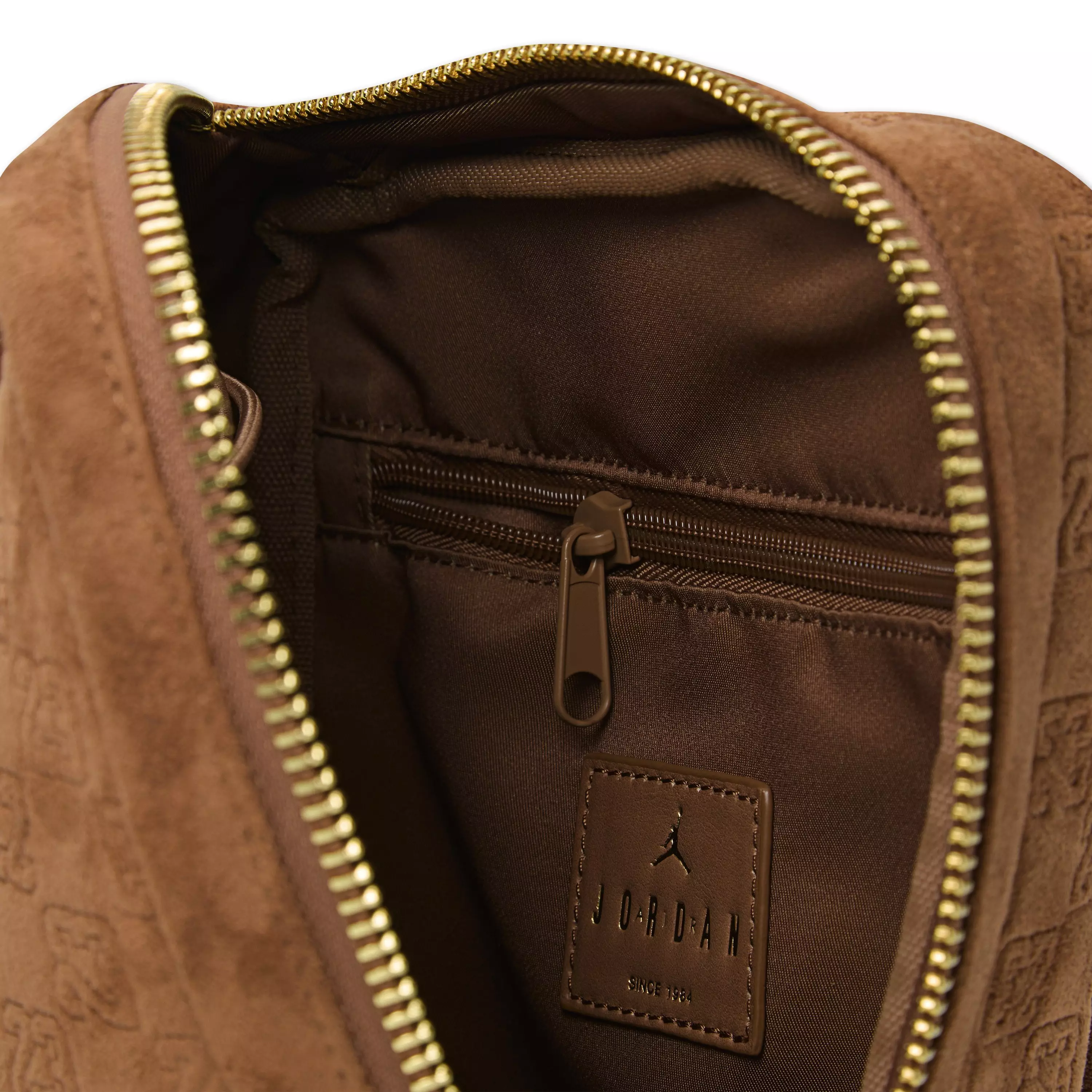 Jordan Suede Monogram Sling Bag - BROWN