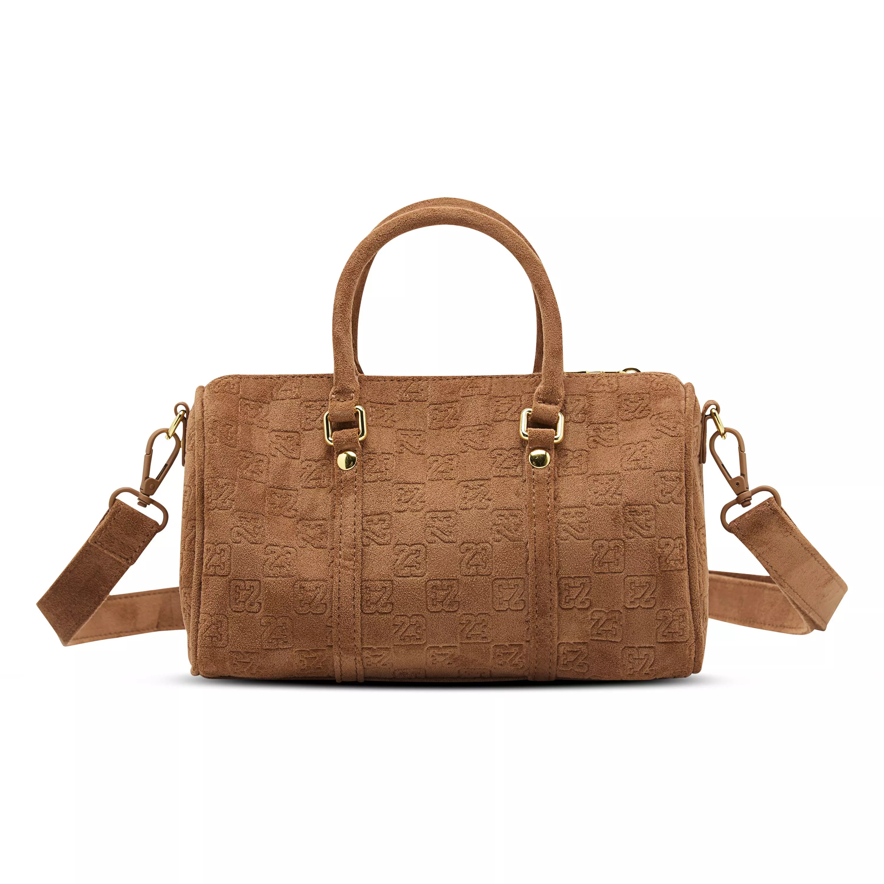 Jordan Suede Monogram Mini Duffle Bag - BROWN