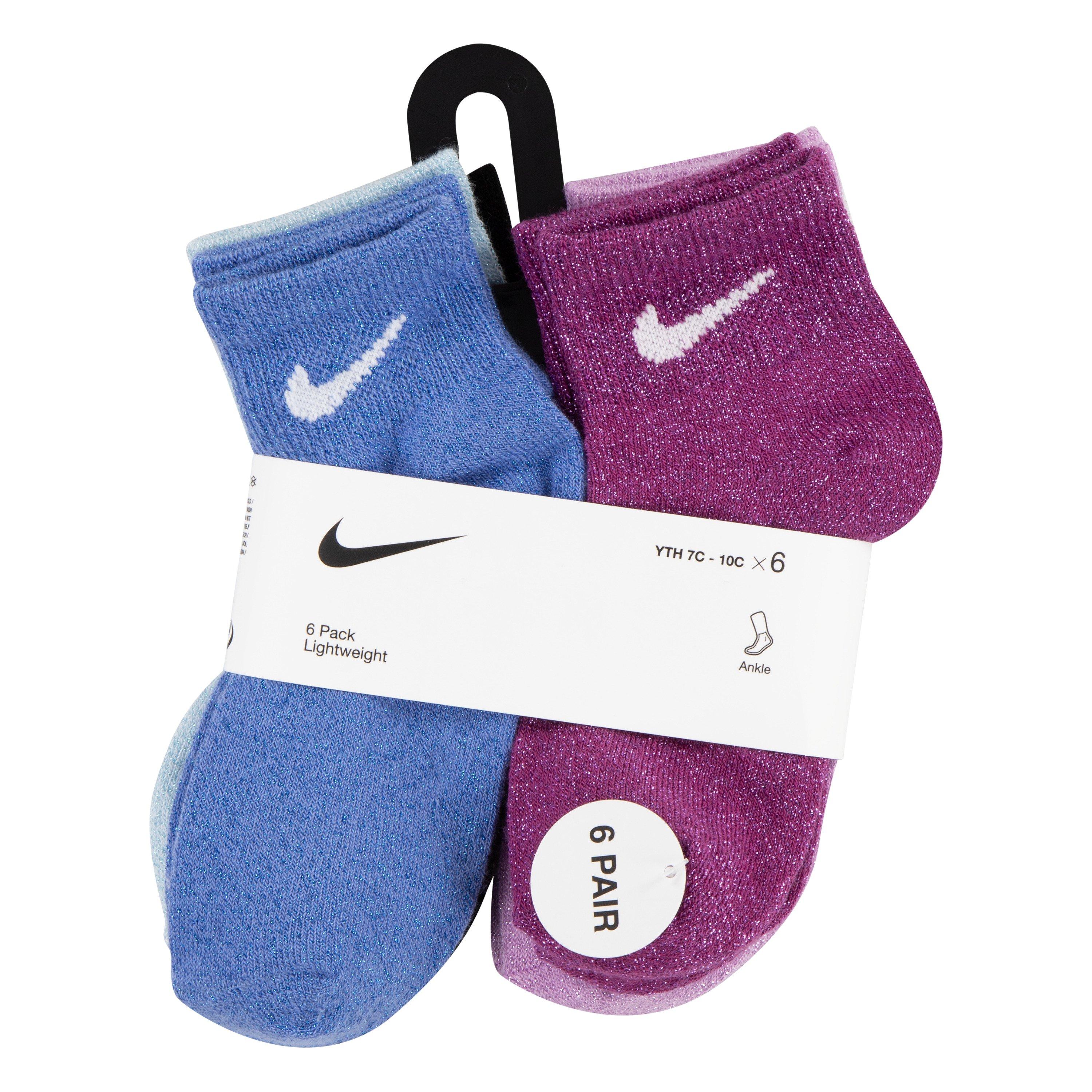 Nike Little Kids' 6PK Lurex Quarter Socks