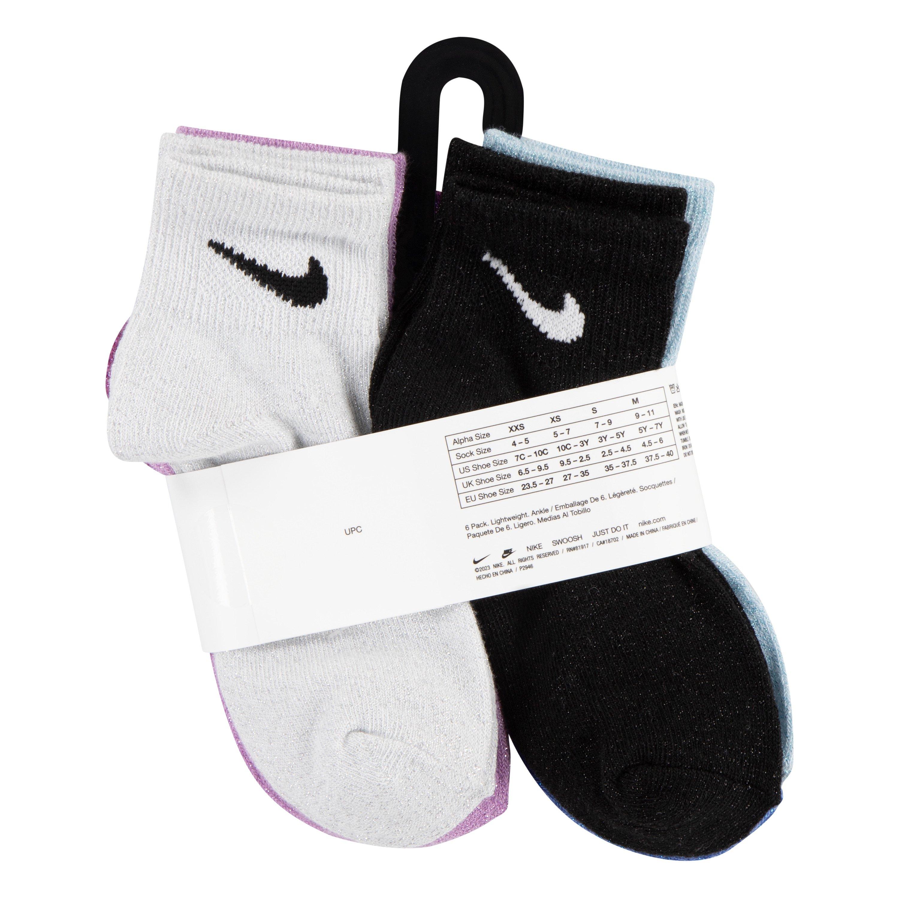 Nike Little Kids' 6PK Lurex Quarter Socks