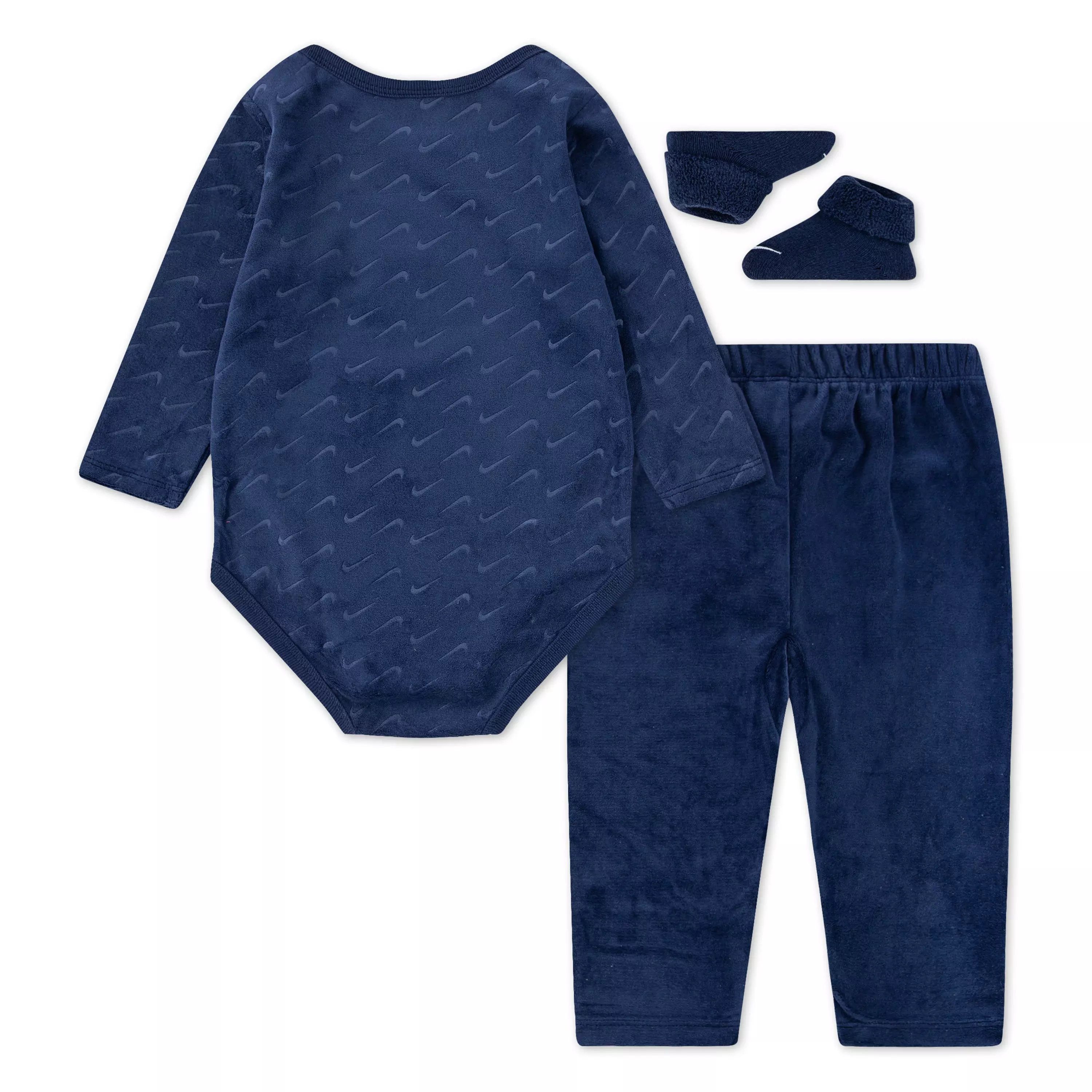 Nike Infant Kids' 3-Piece Velour Swoosh Box Set - Navy - NAVY