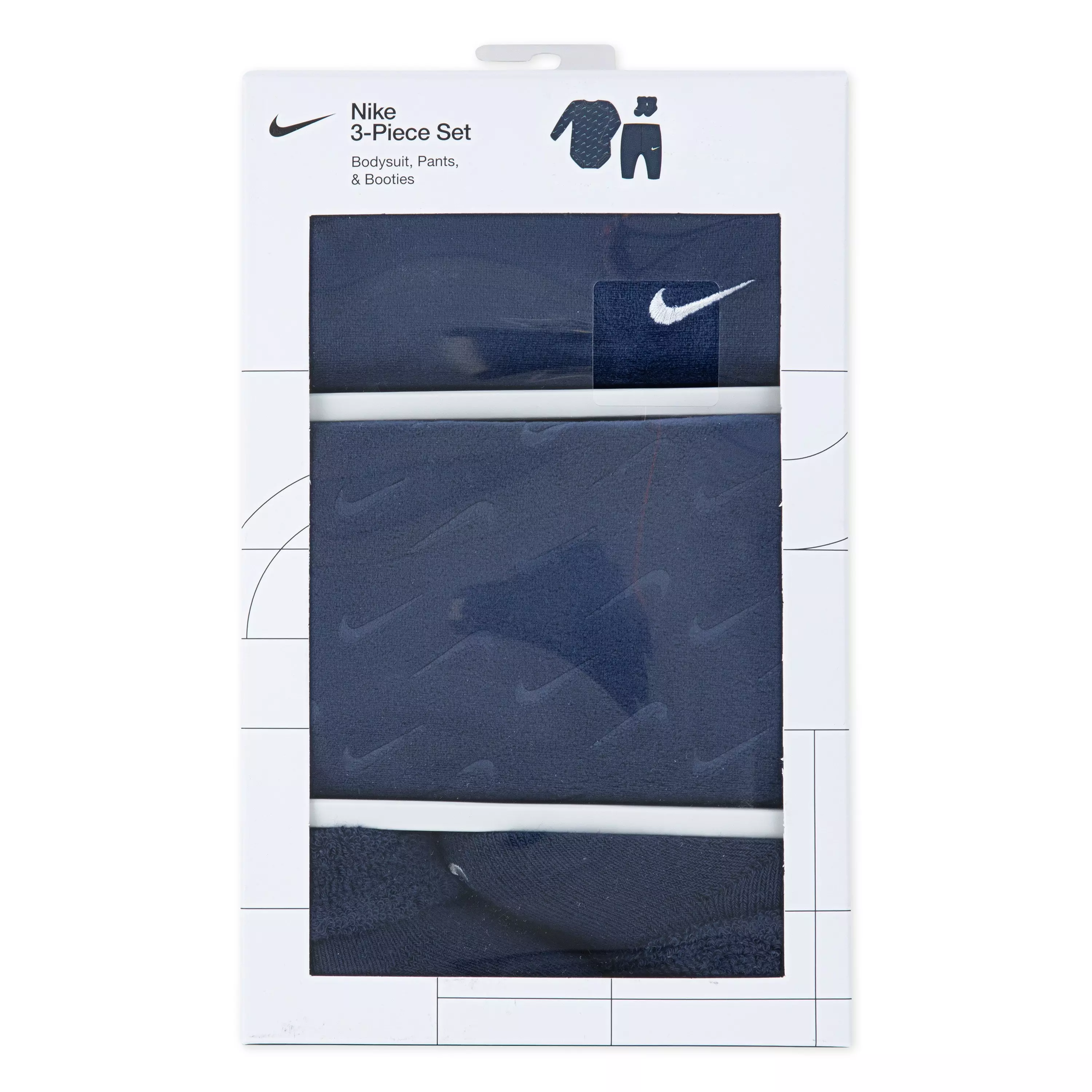 Nike Infant Kids' 3-Piece Velour Swoosh Box Set - Navy - NAVY