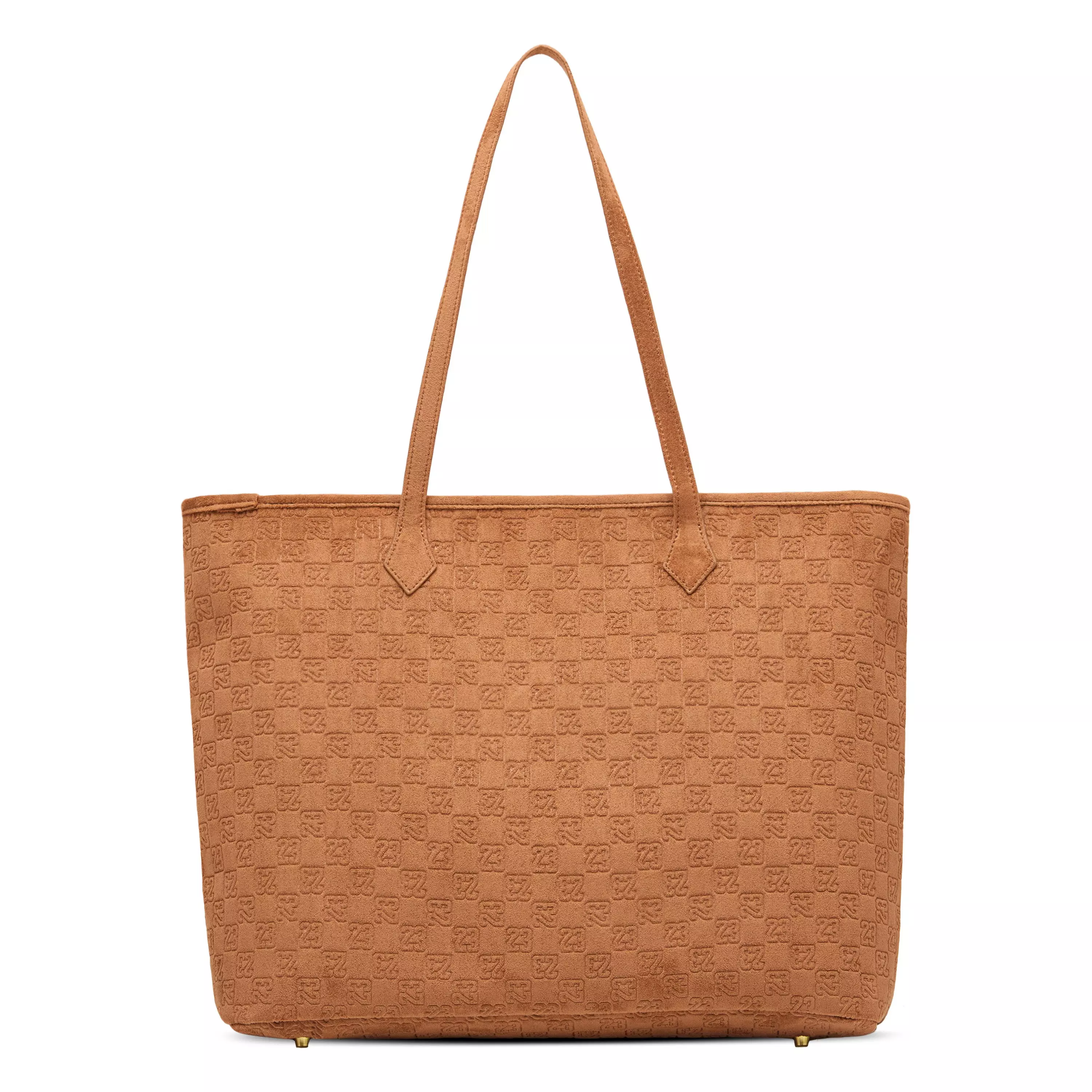 Jordan Suede Monogram Tote - Sand - BROWN