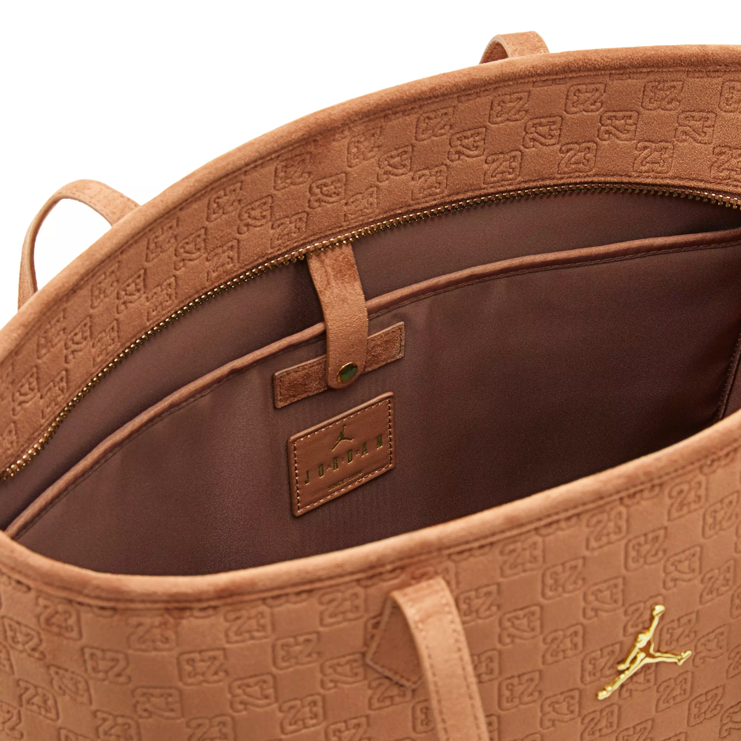 Jordan Suede Monogram Tote - Sand - BROWN