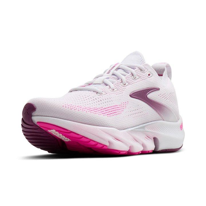 Brooks Glycerin Flex "White/Cyber Pink/Argyle" Women's Running Shoe - WHITE/PINK Thumbnail View 3