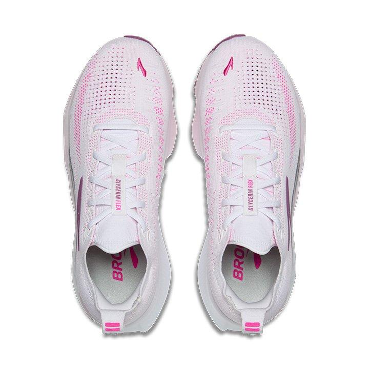 Brooks Glycerin Flex "White/Cyber Pink/Argyle" Women's Running Shoe - WHITE/PINK Thumbnail View 7