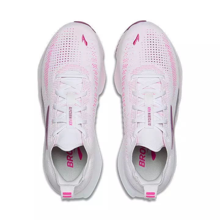 Brooks Glycerin Flex "White/Cyber Pink/Argyle" Women's Running Shoe - WHITE/PINK