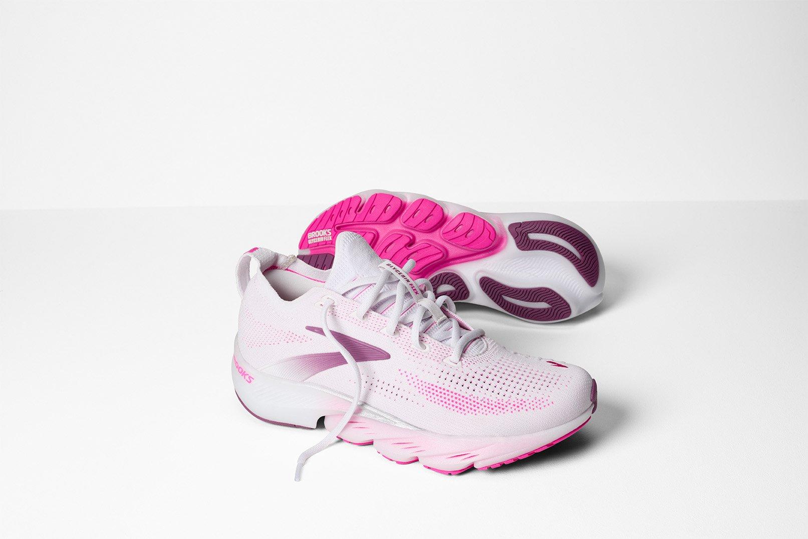 Brooks Glycerin Flex "White/Cyber Pink/Argyle" Women's Running Shoe - WHITE/PINK Thumbnail View 8
