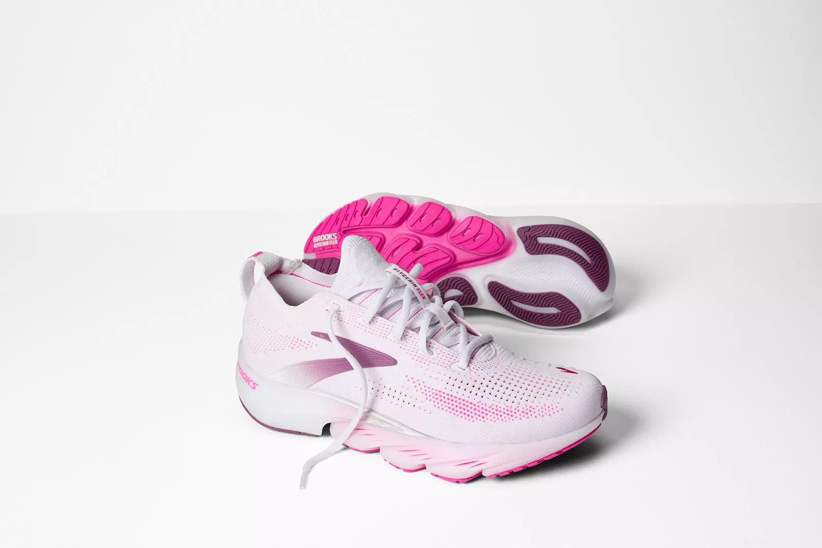 Brooks Glycerin Flex "White/Cyber Pink/Argyle" Women's Running Shoe - WHITE/PINK