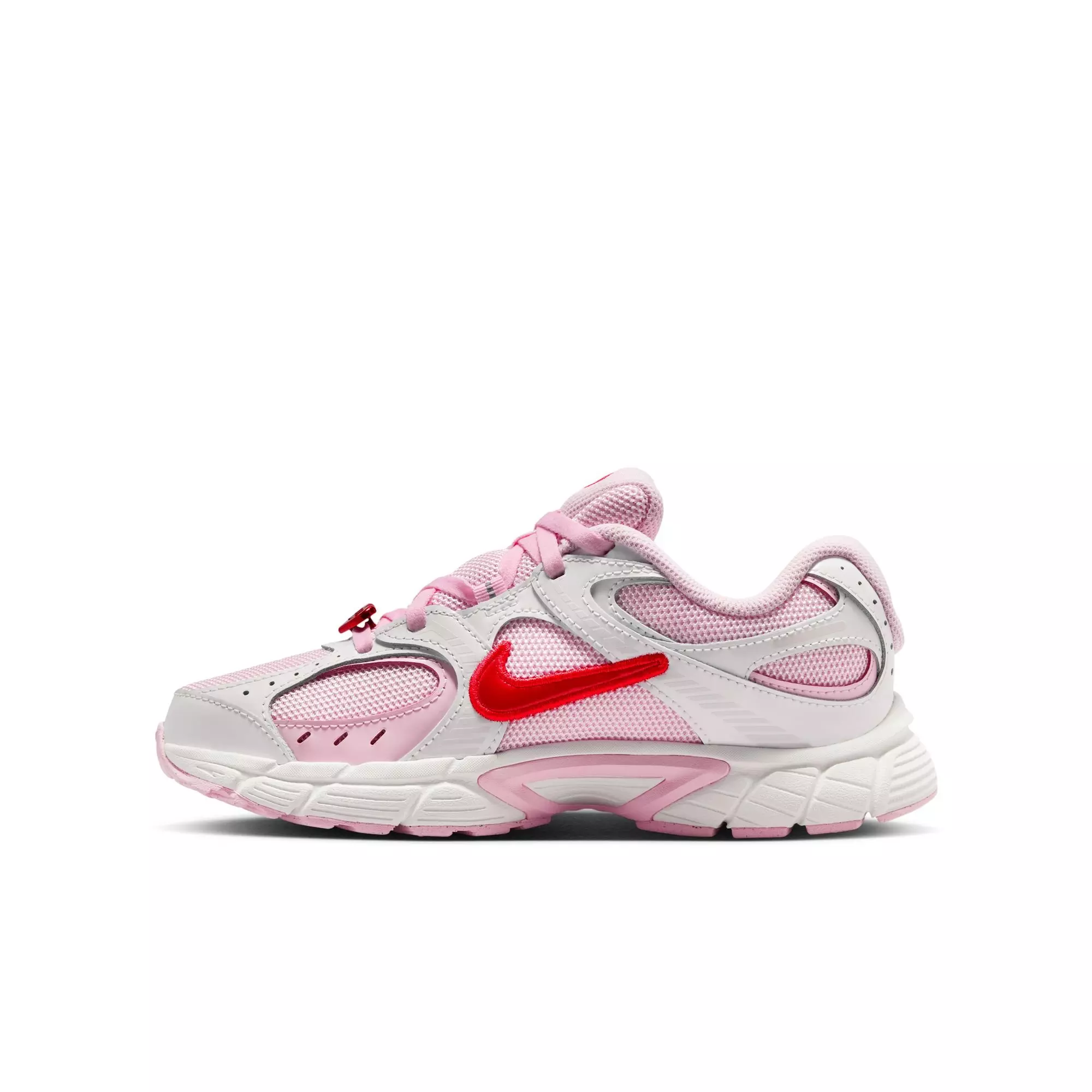 Nike V5 RNR "Summit White/Lt Crimson/Pink Foam" Grade School Girls' Shoe - PINK/RED
