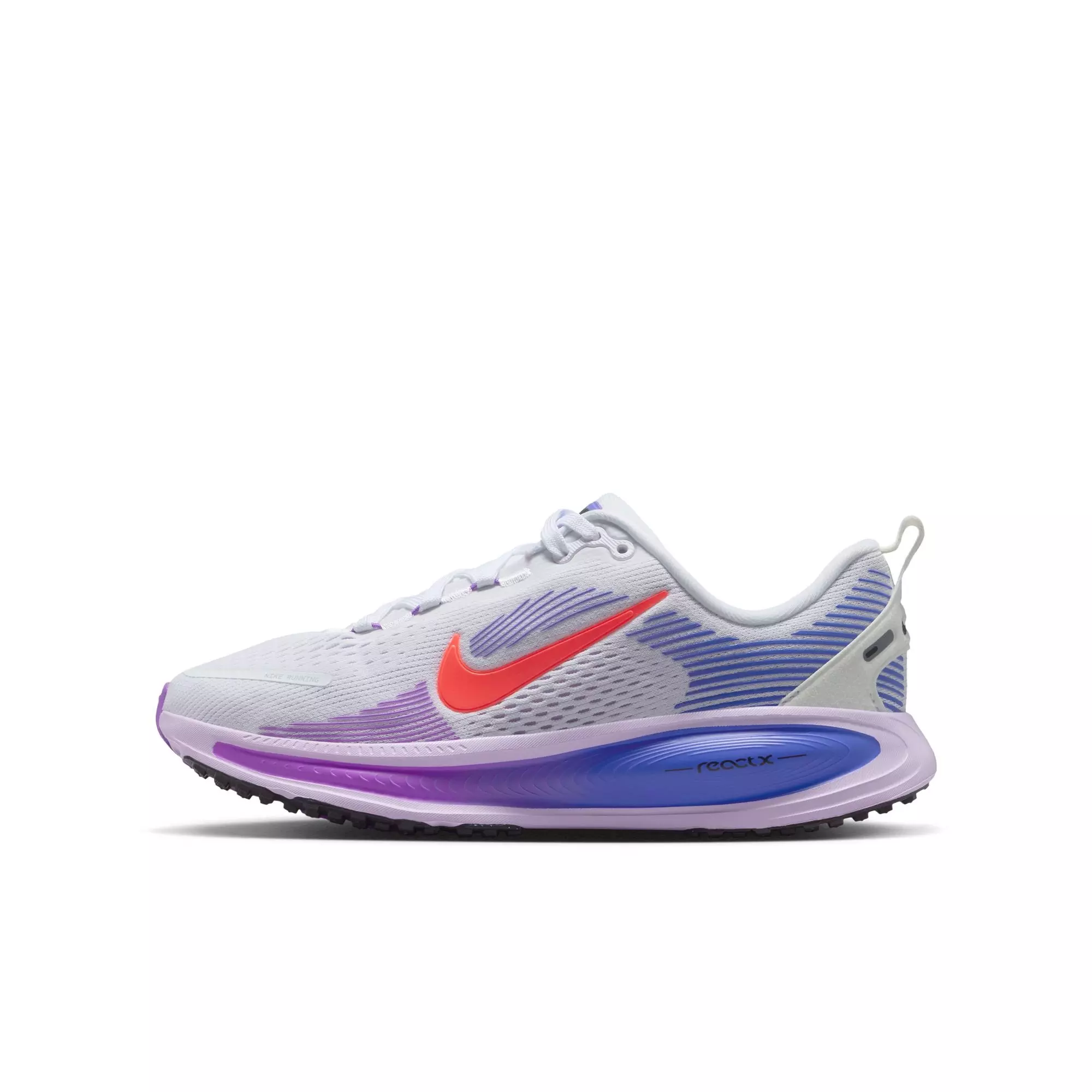Nike Vomero 18 "White/Hot Lava/Violet Mist/Sapphire" Grade School Girls' Road Running Shoe - WHITE/PURPLE