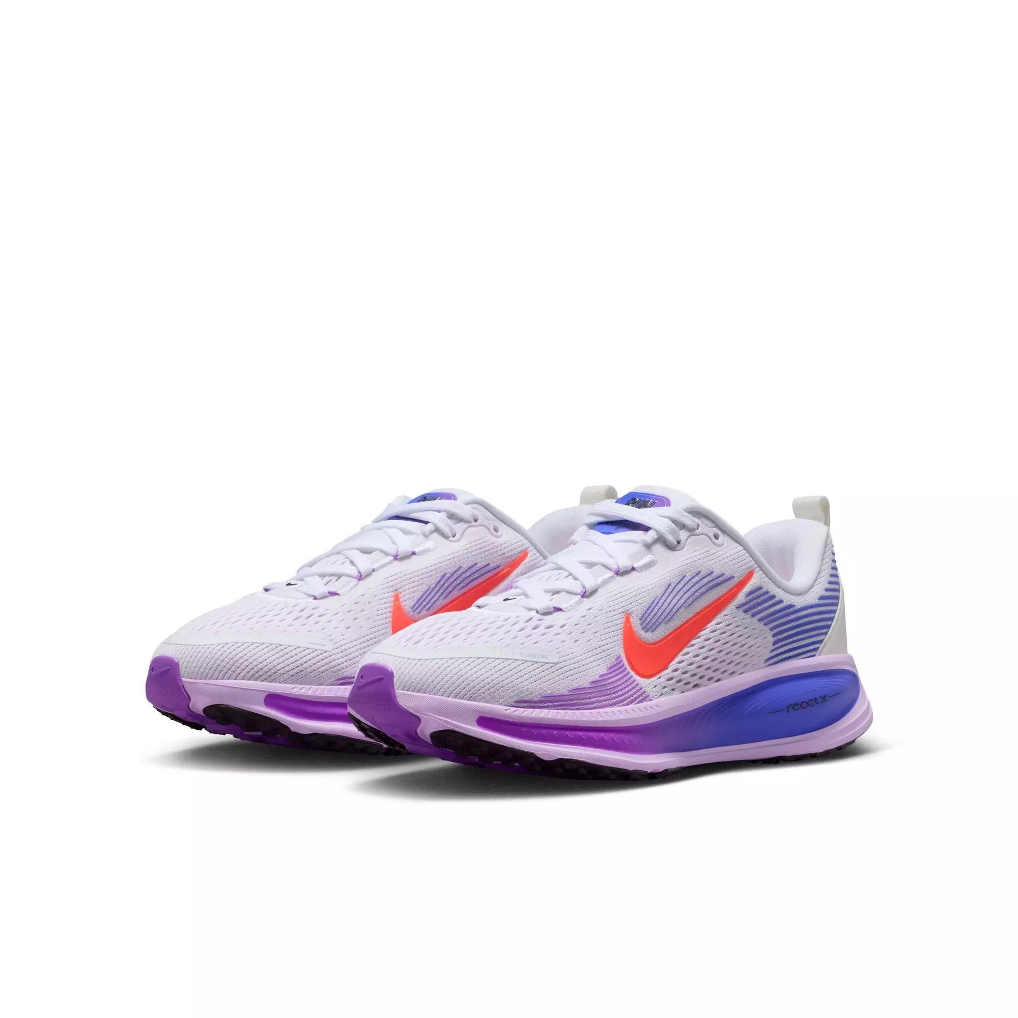 Nike Vomero 18 "White/Hot Lava/Violet Mist/Sapphire" Grade School Girls' Road Running Shoe - WHITE/PURPLE